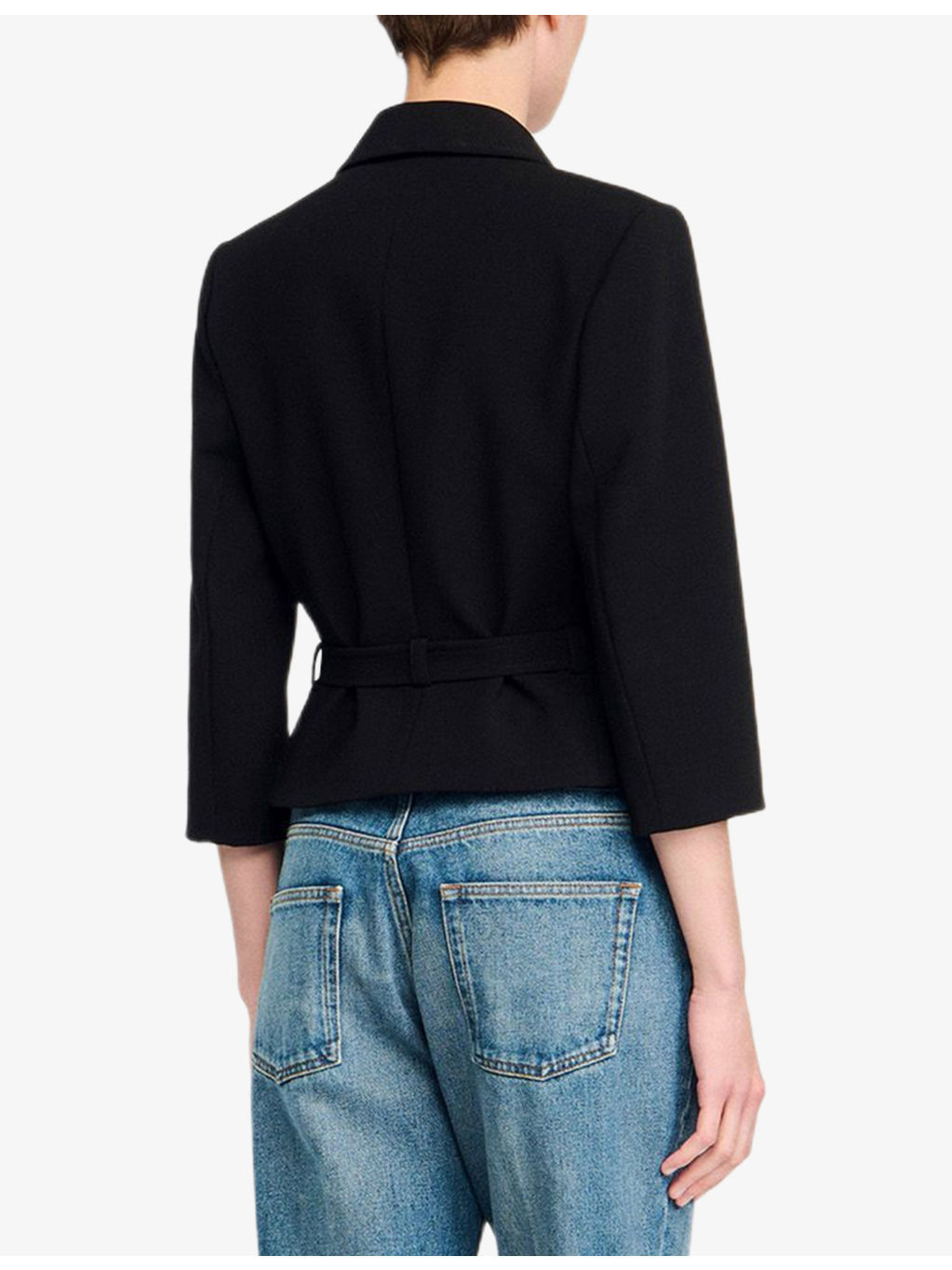 Notch-Lapel Cropped Stretch-Woven Jacket - 4