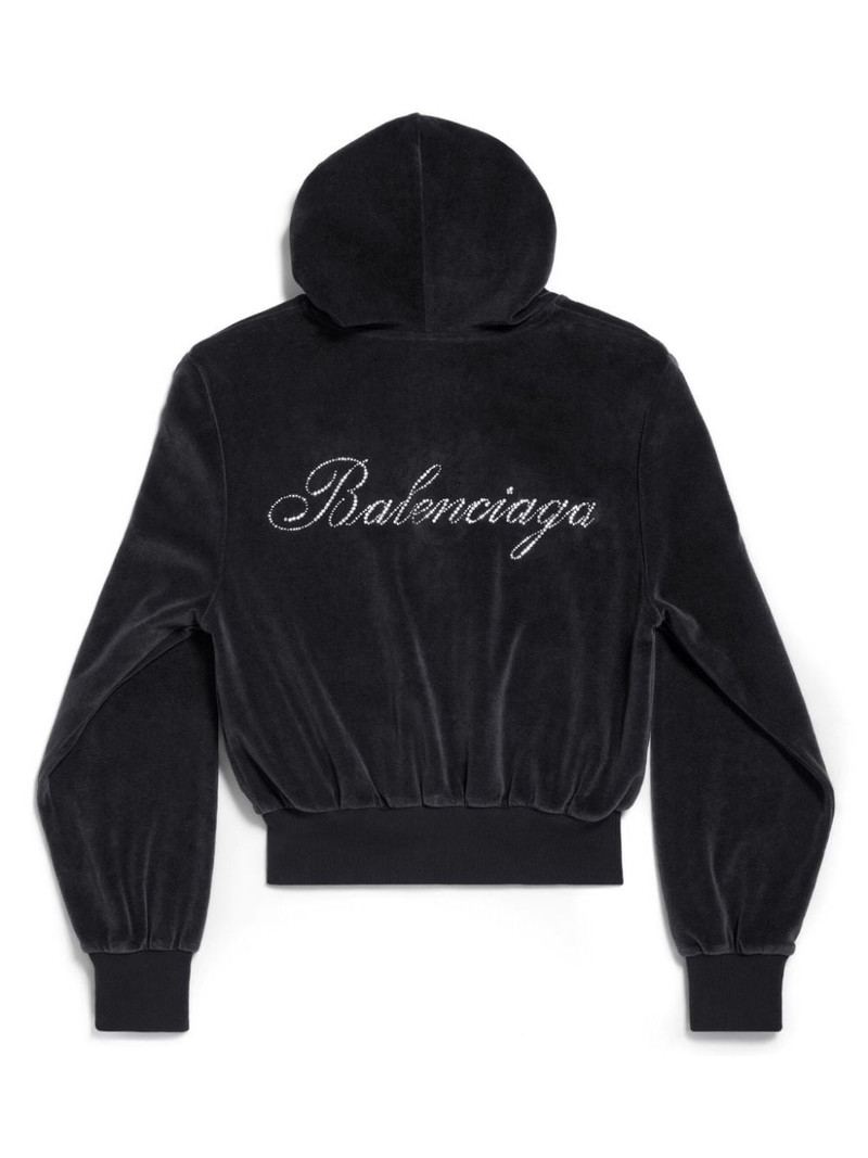 Handwritten embellished zip-front hoodie 5