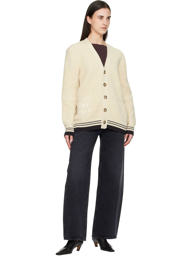 AMI Paris Off-White 'Ami Paris' Patch Cardigan outlook