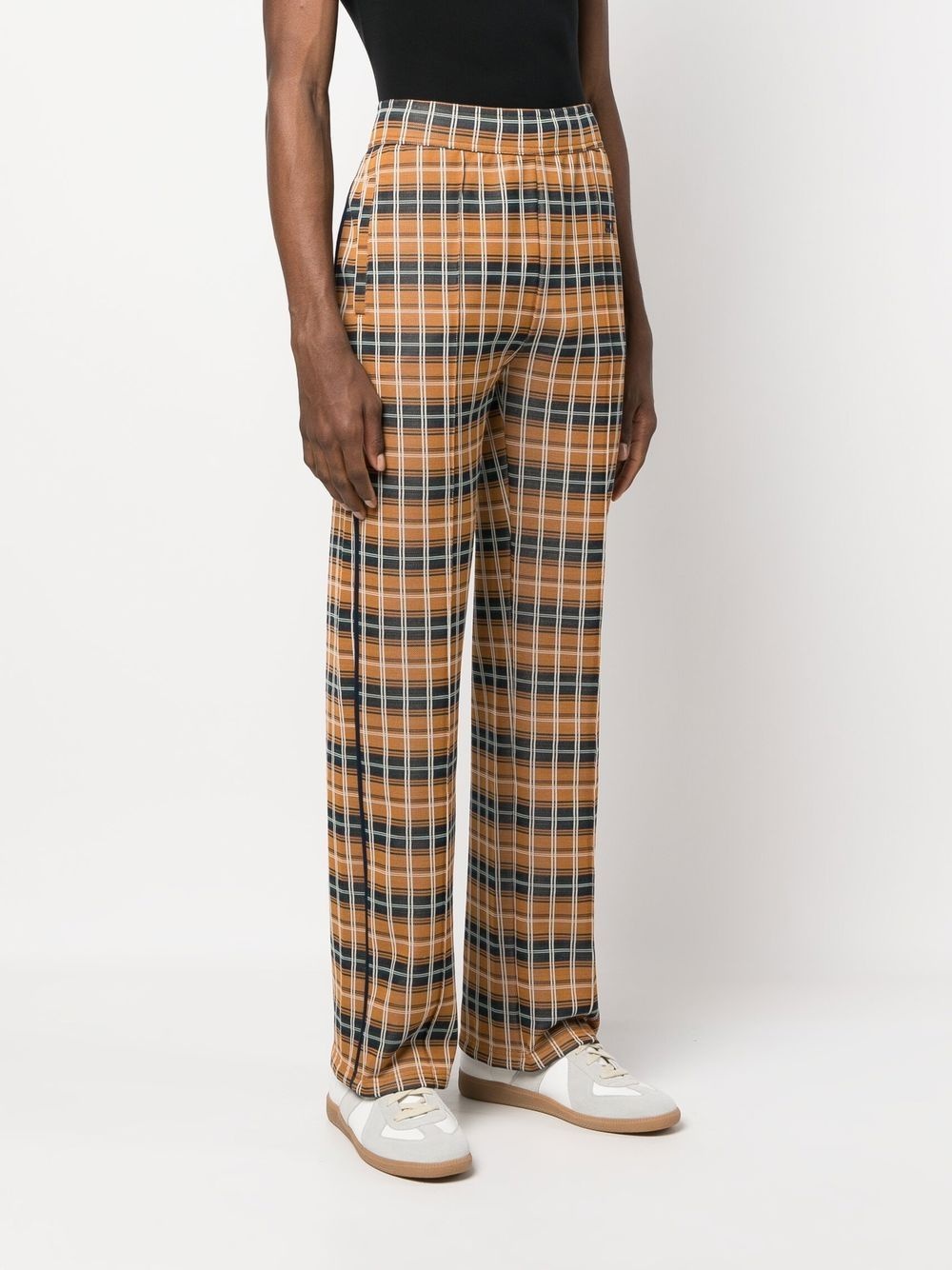 check-pattern straight-leg trousers - 3
