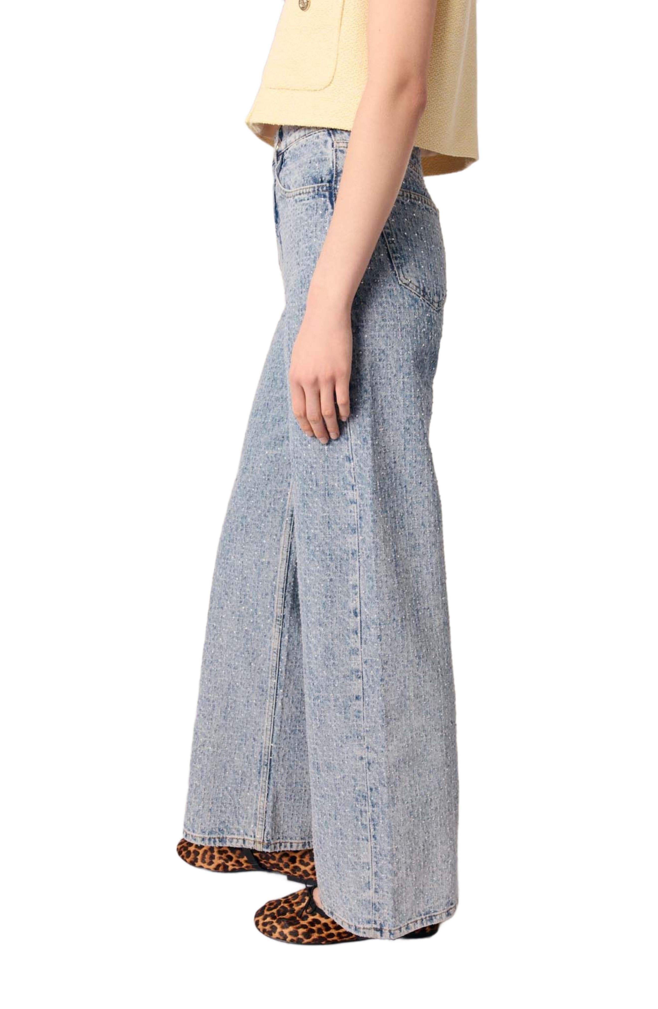 maje Rhinestone XL jeans in Blue at Nordstrom - 8