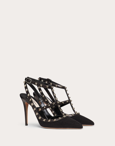 Valentino Rockstud Ottoman Fabric Leather Ankle Strap Pump 100 mm outlook