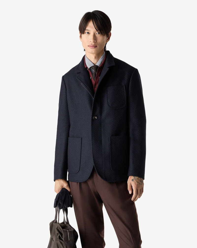 CORNELIANI Blue wool and cashmere jacket outlook