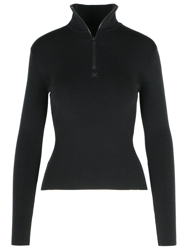 Courreges Black Merino Wool Sweater Women - 1