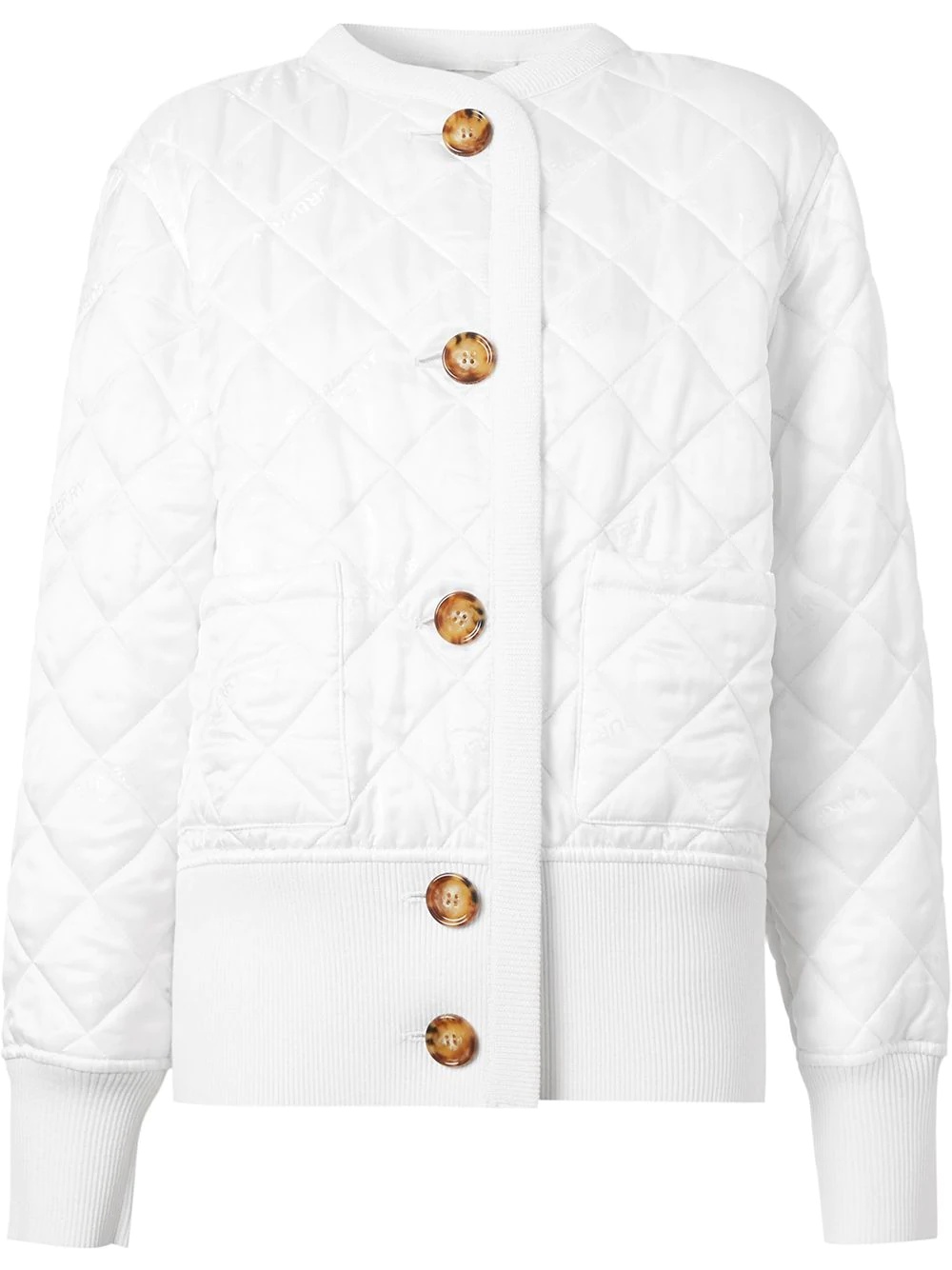 logo jacquard diamond quilted jacket - 1