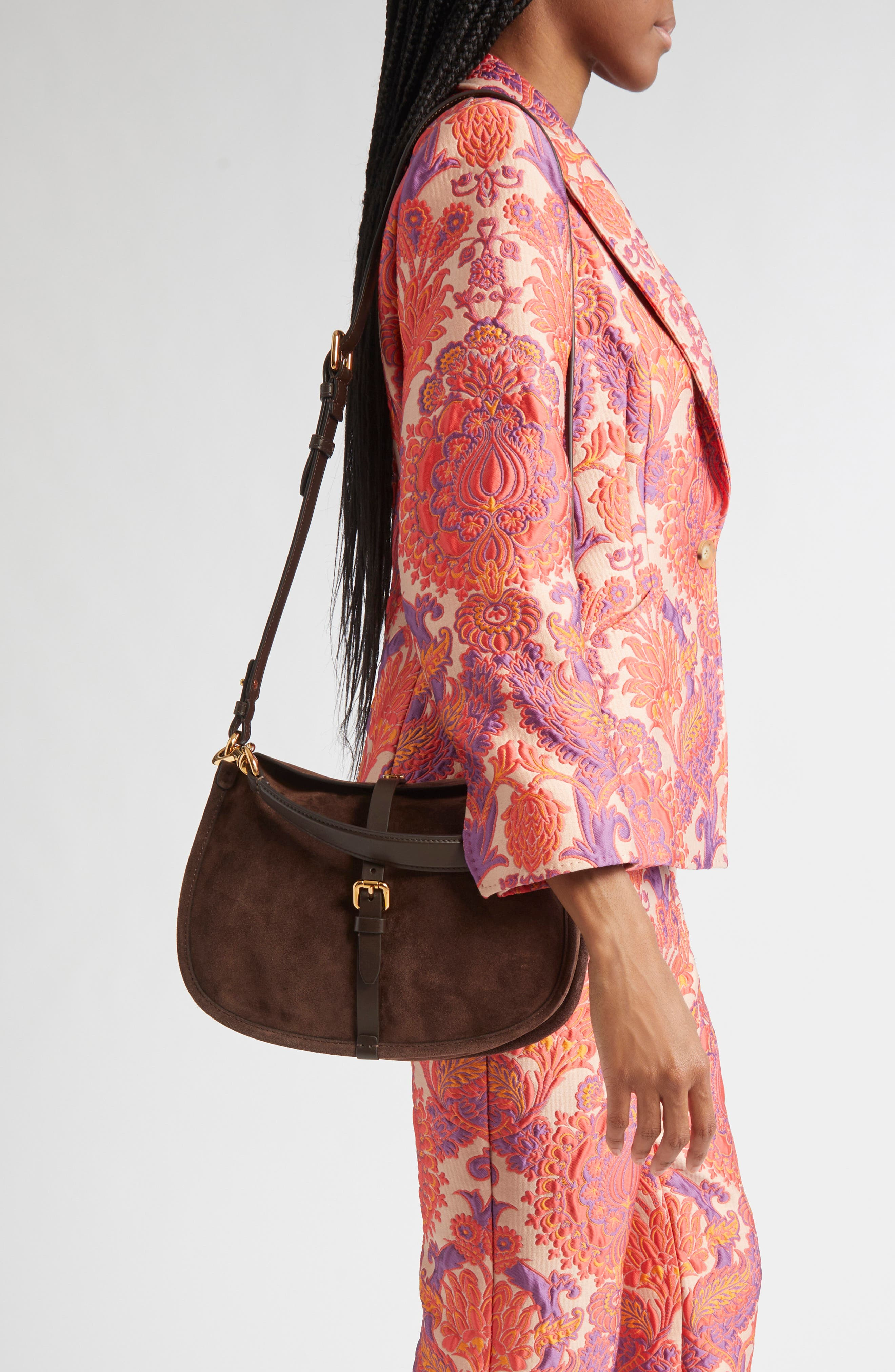 Etro Belted Suede Hobo Bag in Dark Brown at Nordstrom - 2
