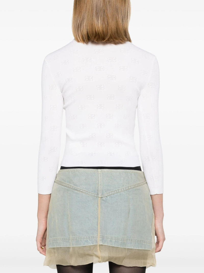 BALENCIAGA BB-pattern Open-knit Jumper outlook