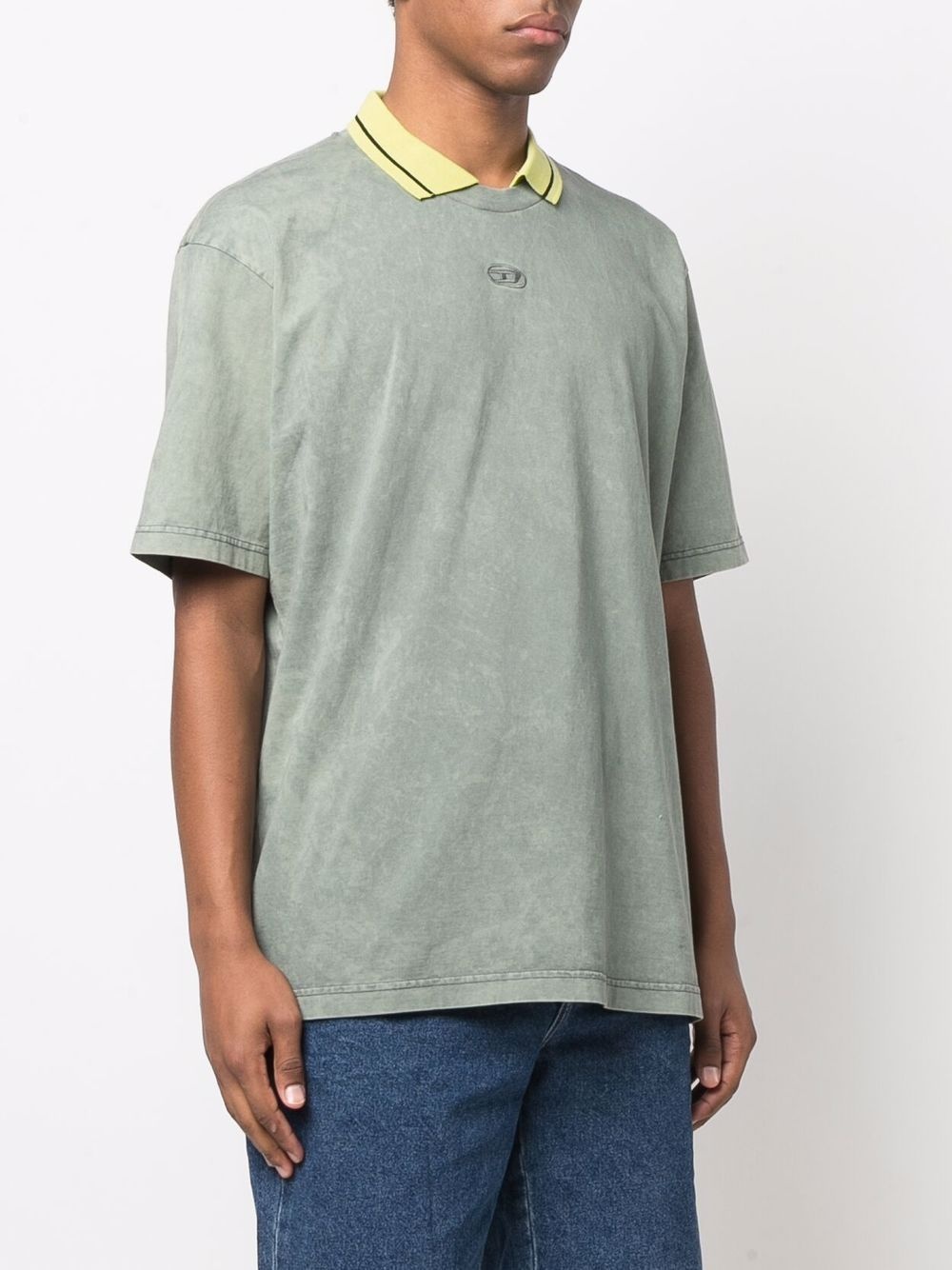 acid-wash polo collar T-shirt - 3