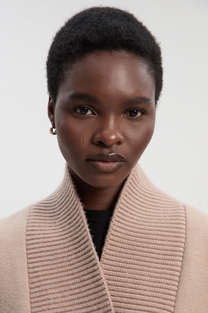 KAREN MILLEN Wool Knitted Wrap Neck Belted Tailored Midi Coat outlook