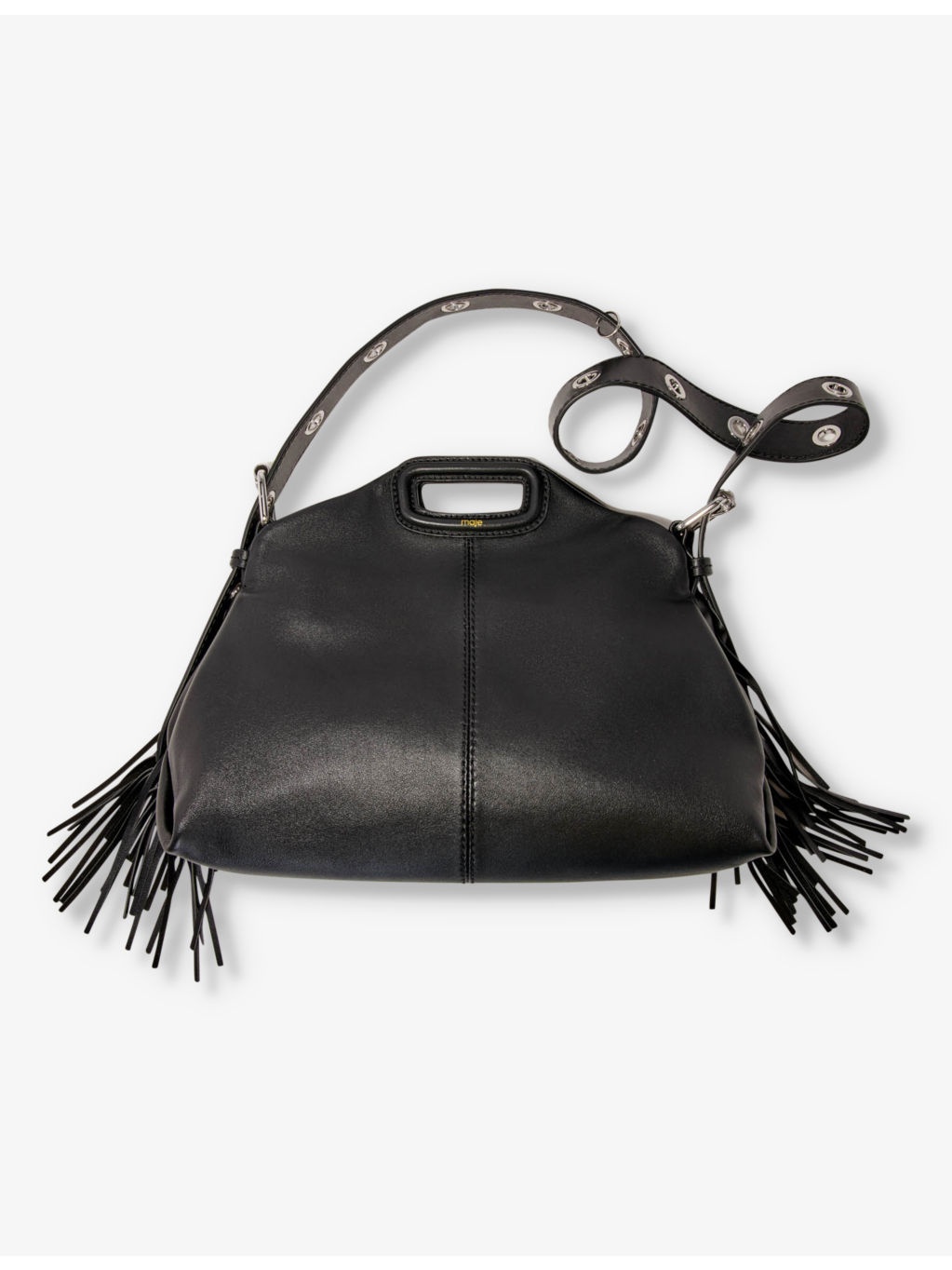 Miss M logo-embossed fringed-trim leather shoulder bag - 3