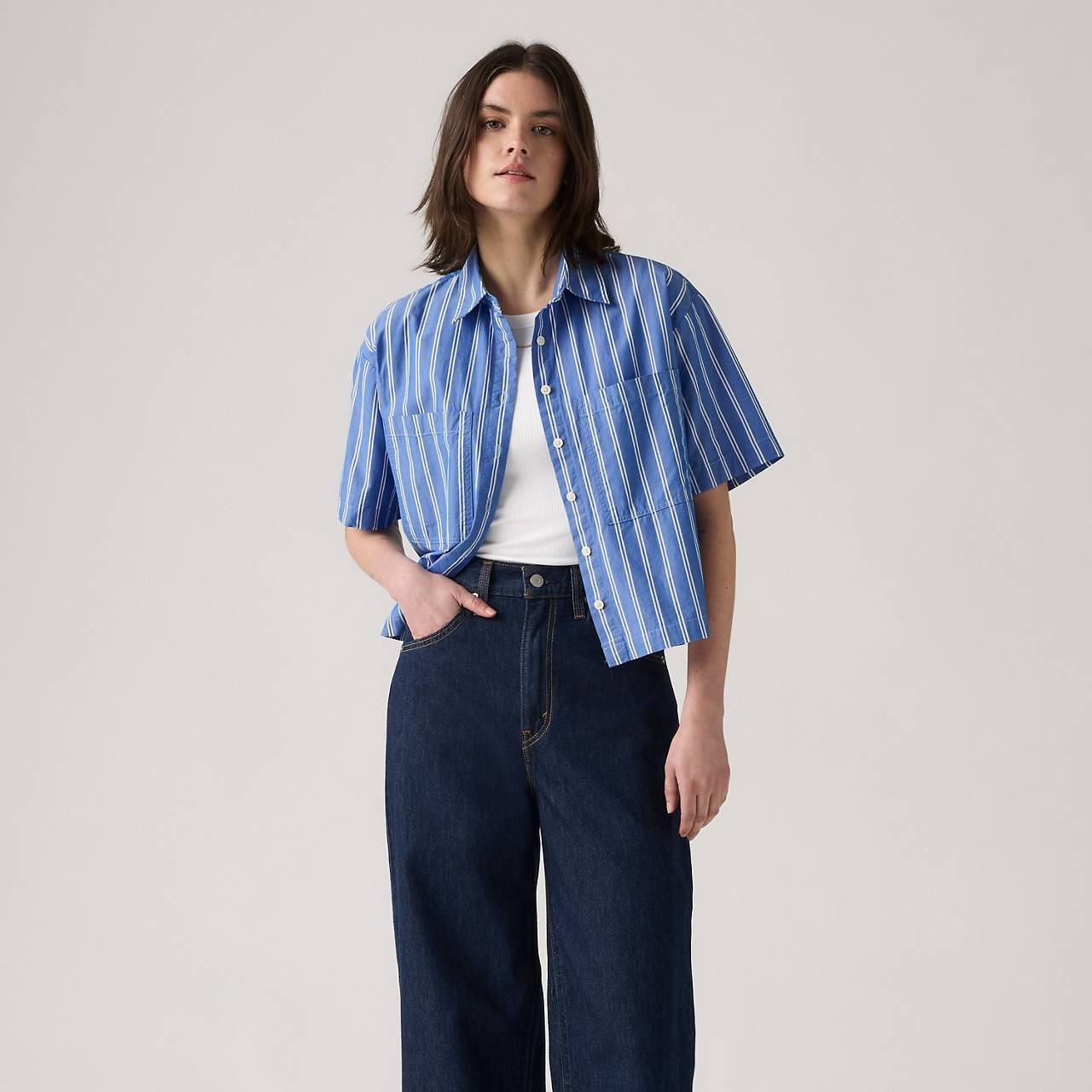HARLIE SHORT-SLEEVE CROPPED SHIRT - 2