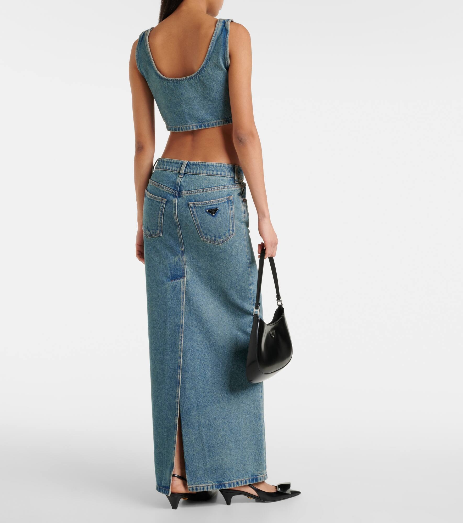 Logo denim bra top - 3