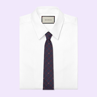 GUCCI Double G and check silk jacquard tie outlook