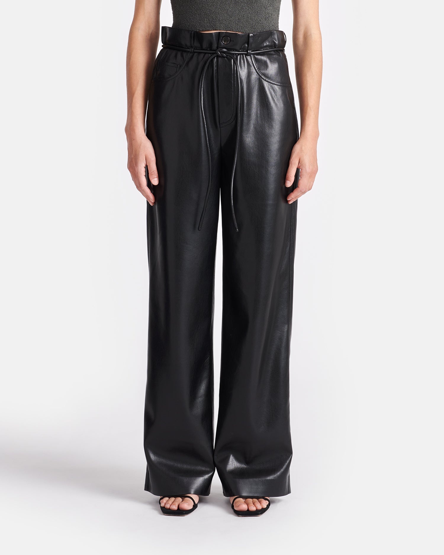 Belted Okobor™ Alt-Leather Pants - 3