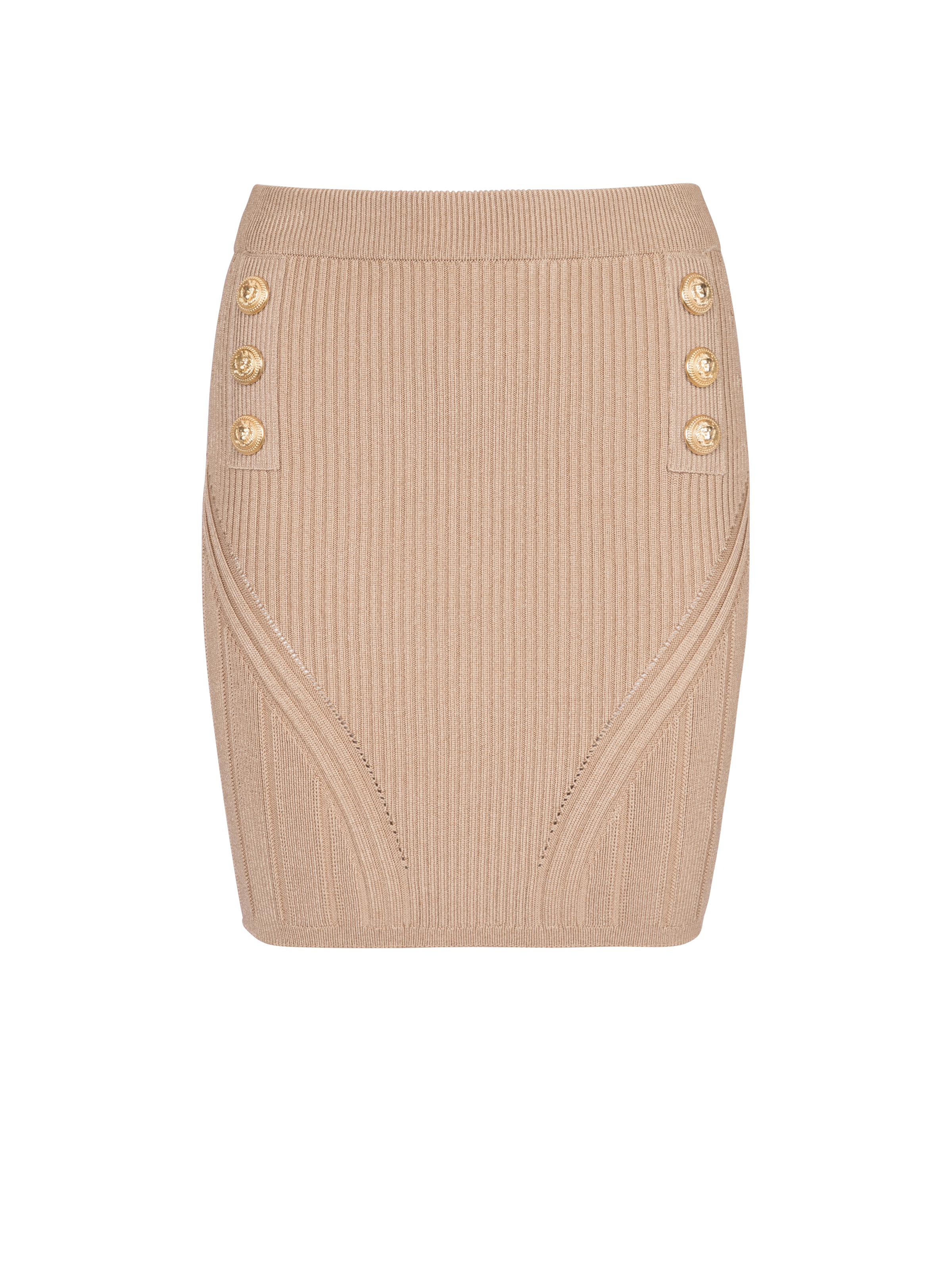 Short double-breasted knit skirt - 1