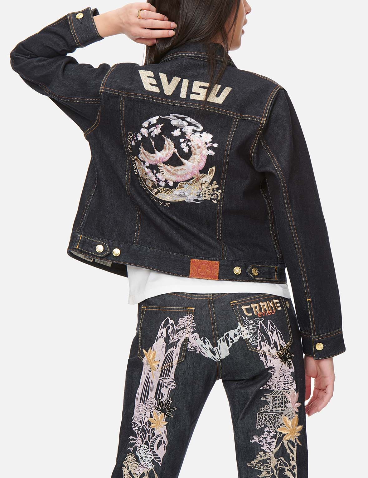 CRANE GRAPHIC EMBROIDERED DENIM JACKET - 4