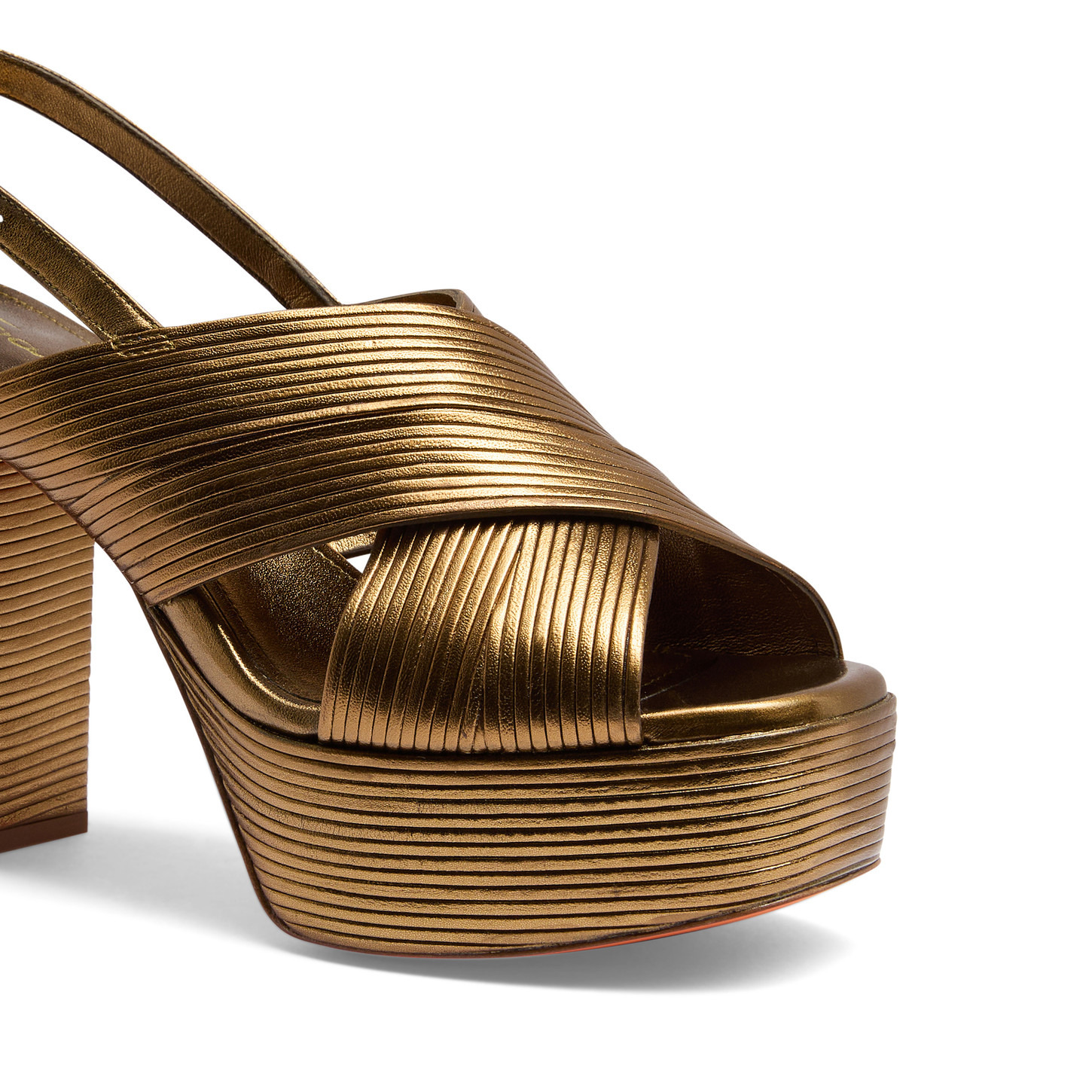 Women's gold leather high-heel sandal - 6