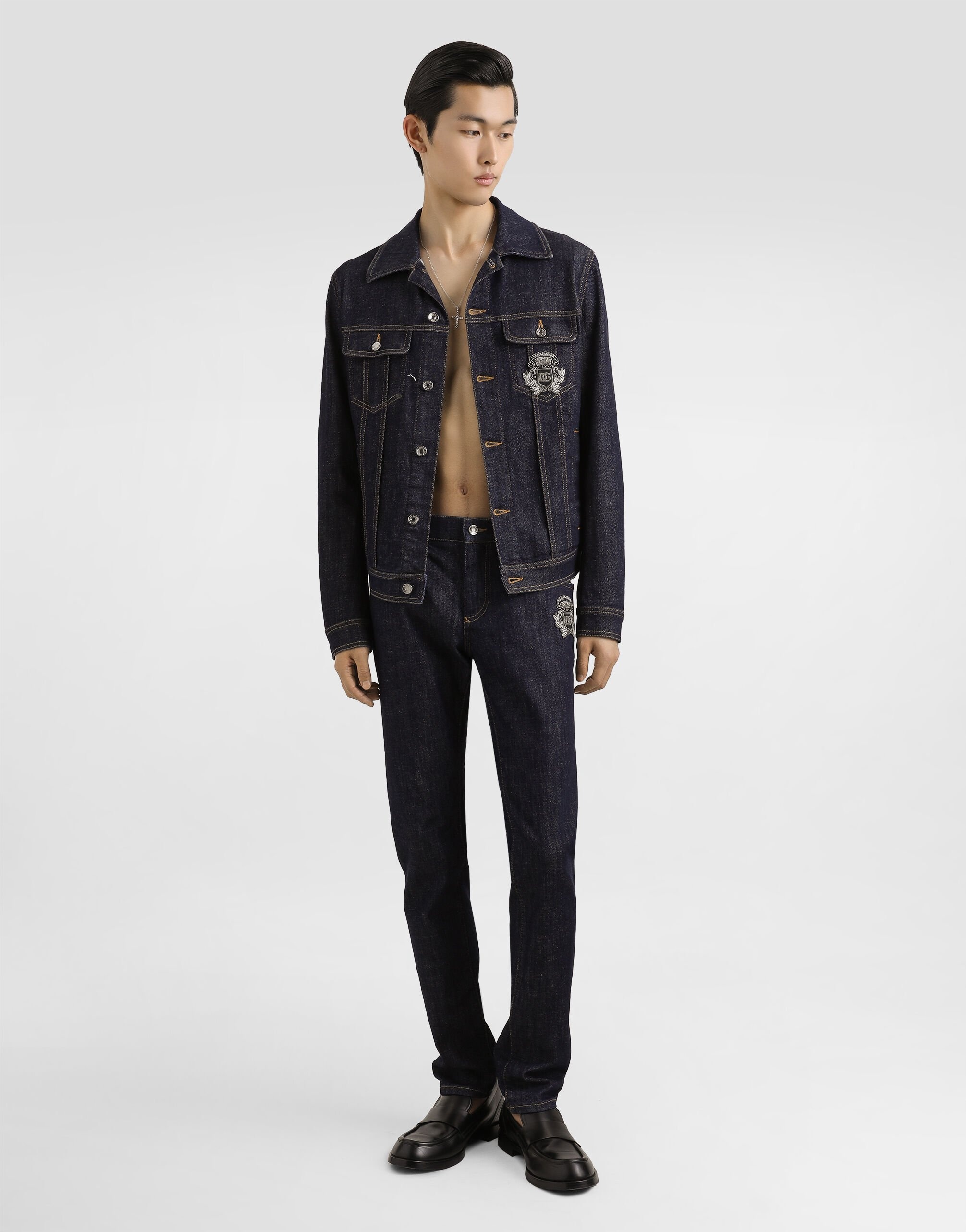 Skinny stretch cotton jeans with patch - 2