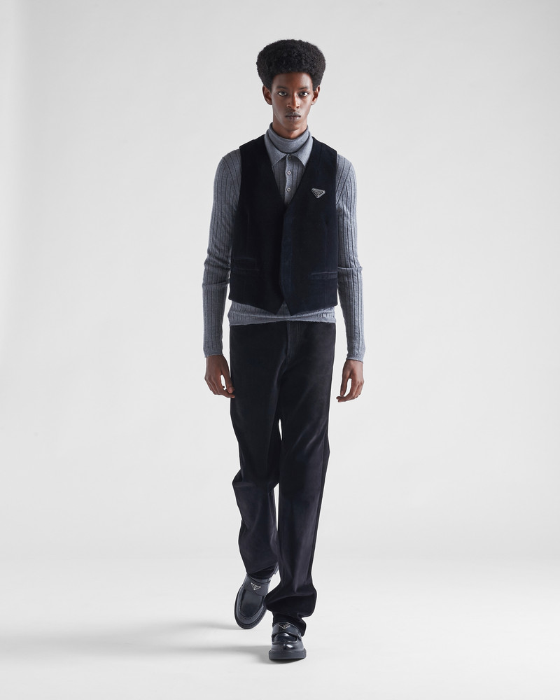 Prada Five-pocket velvet denim trousers outlook