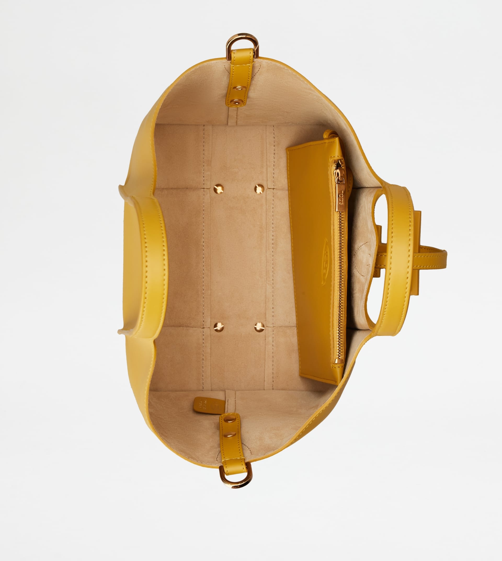 T TIMELESS SHOPPING BAG IN LEATHER MINI - YELLOW - 6
