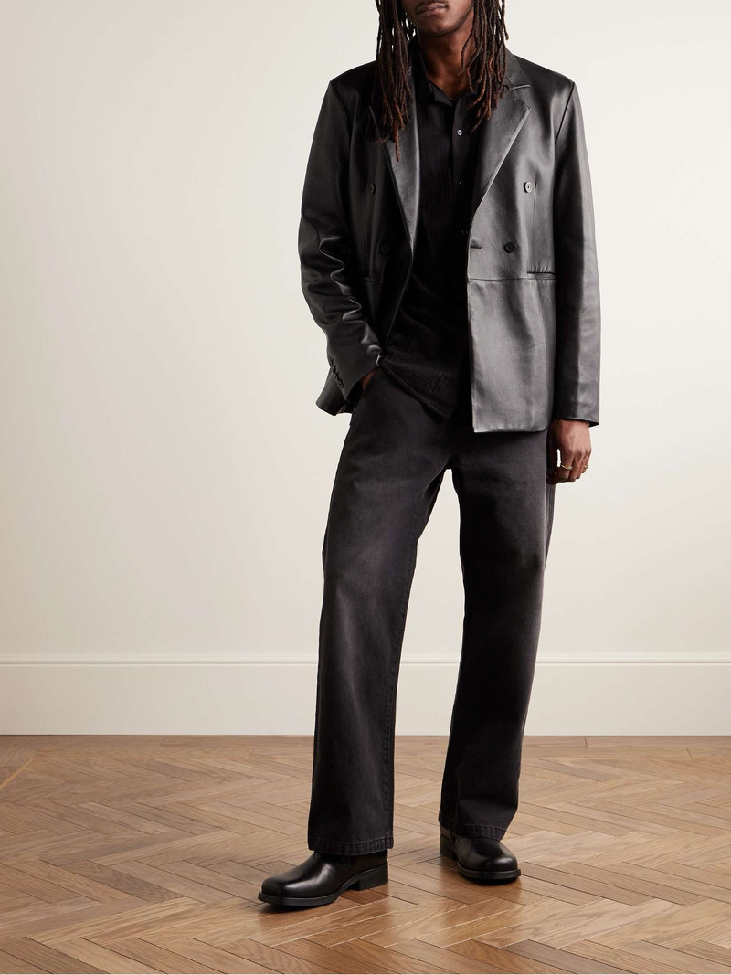John Elliott Double-Breasted Leather Blazer outlook
