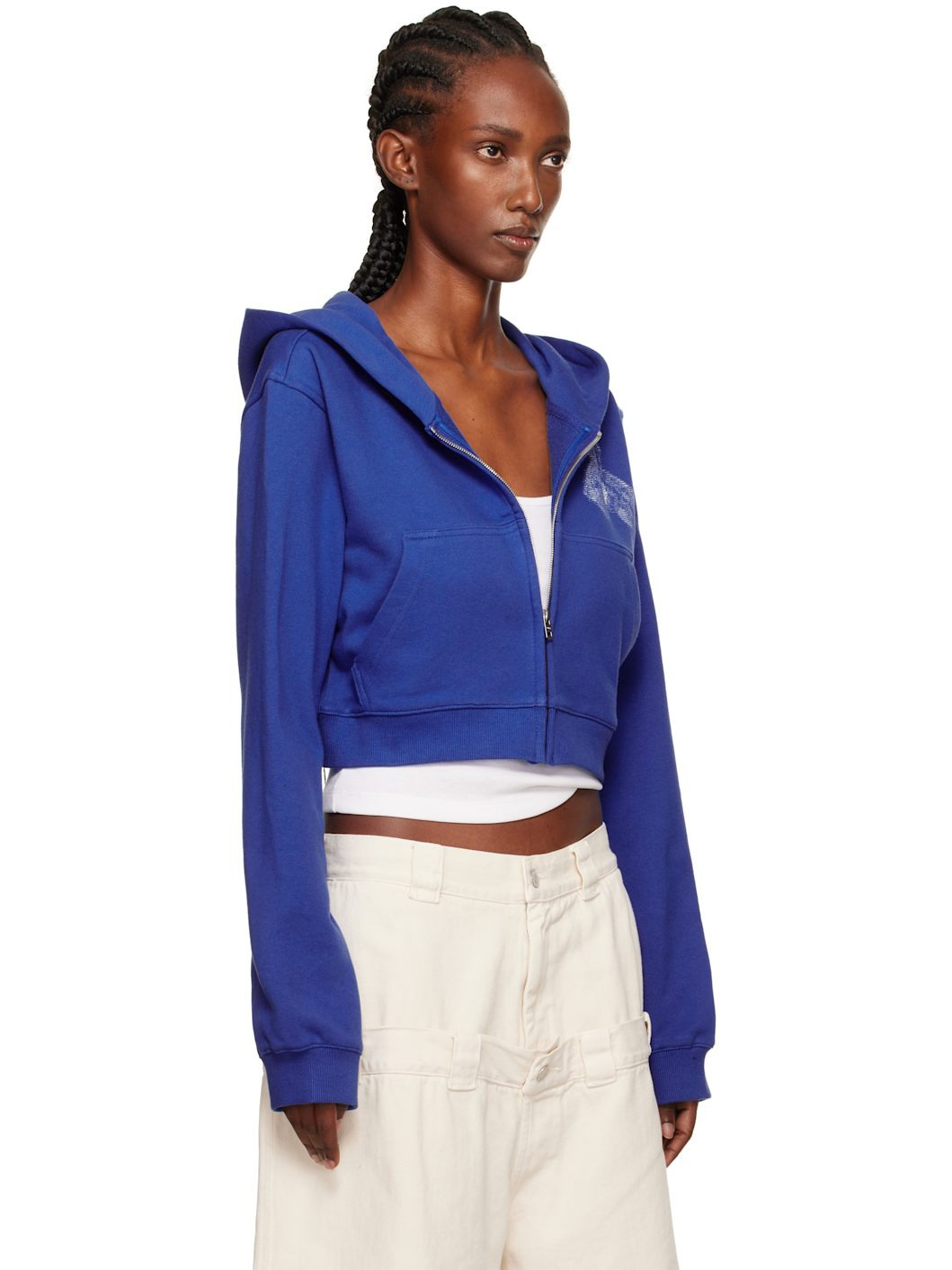 Blue Teddy Bear Slim-Fit Zip-Up Hoodie - 2