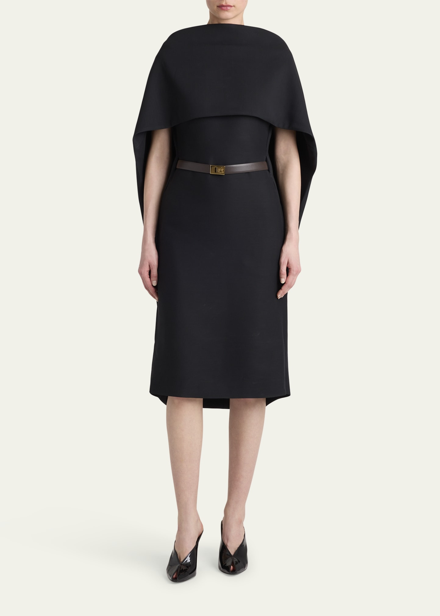 V-Back Cape Midi Dress - 2
