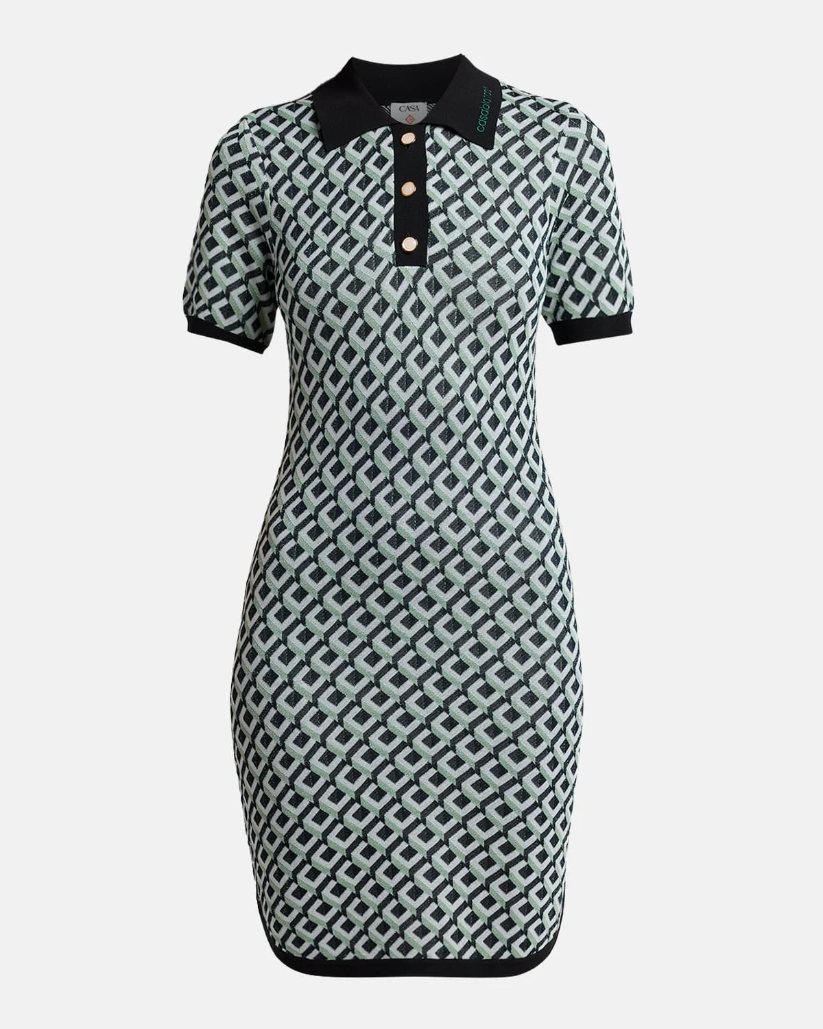 Cubist Monogram Short-Sleeve Mini Polo Dress - 1