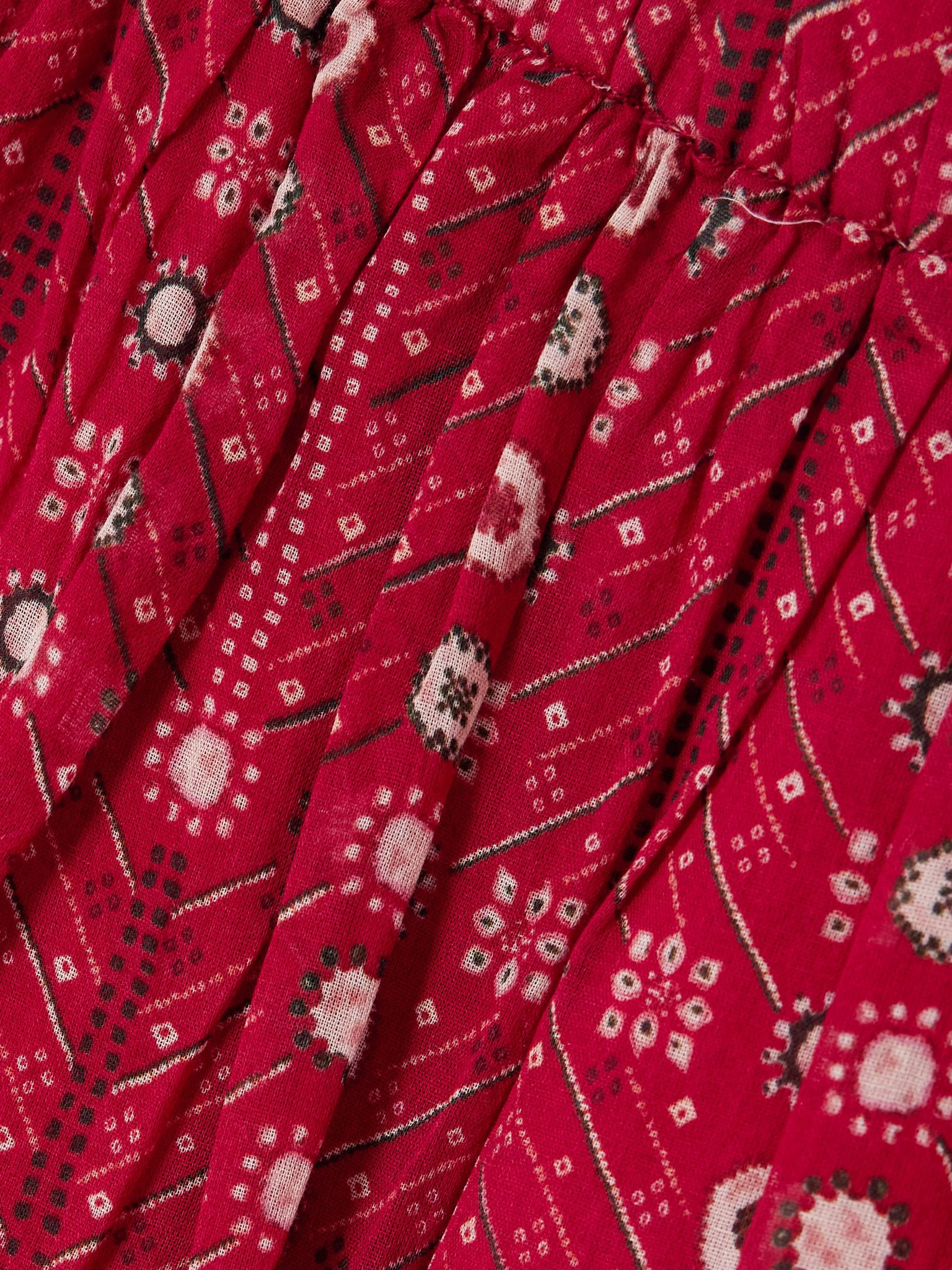 Diya tiered printed cotton-voile midi skirt Red - 5