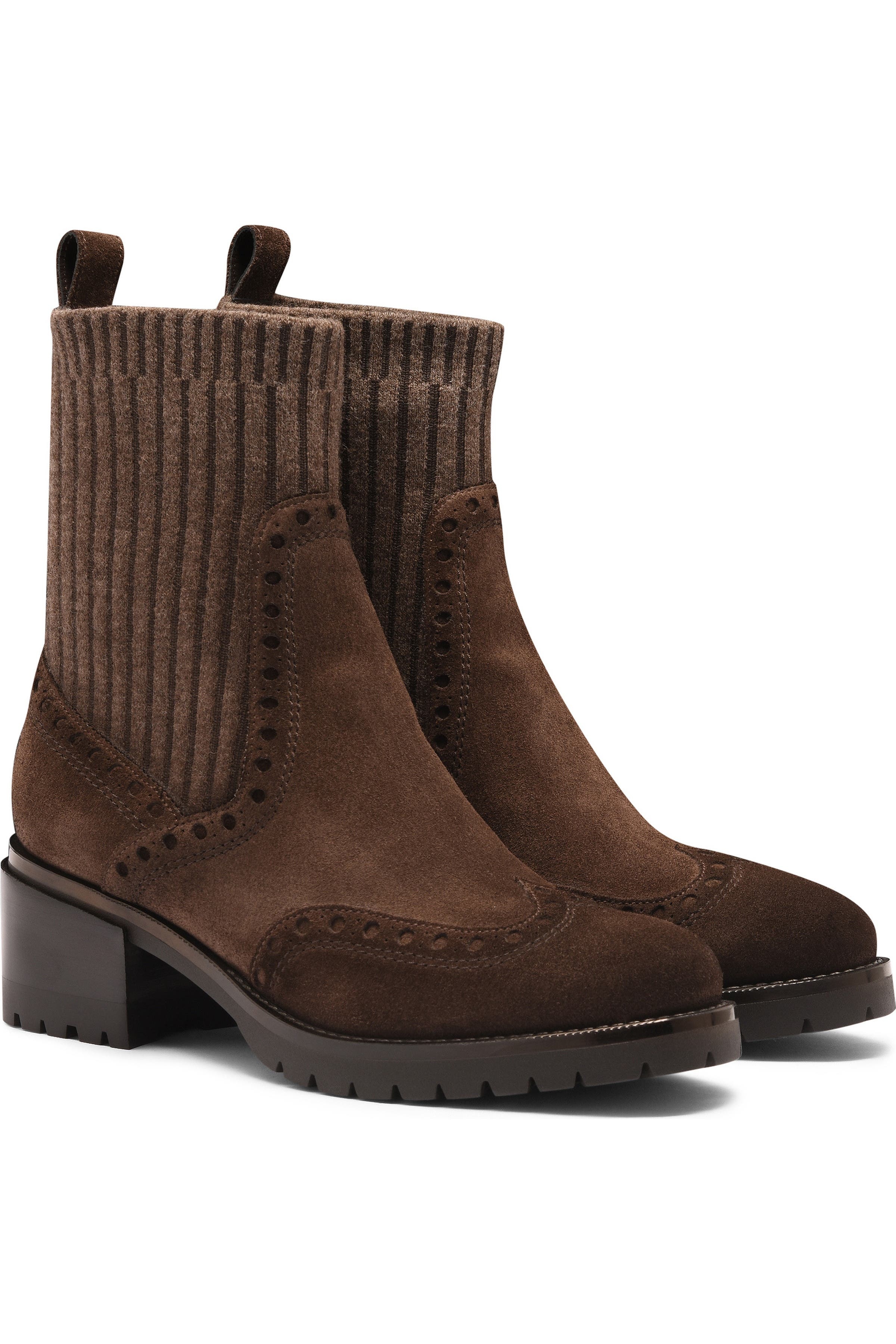 Santoni Women's Ferret Suede Low-Heel Ankle Bootie in Brown at Nordstrom - 6