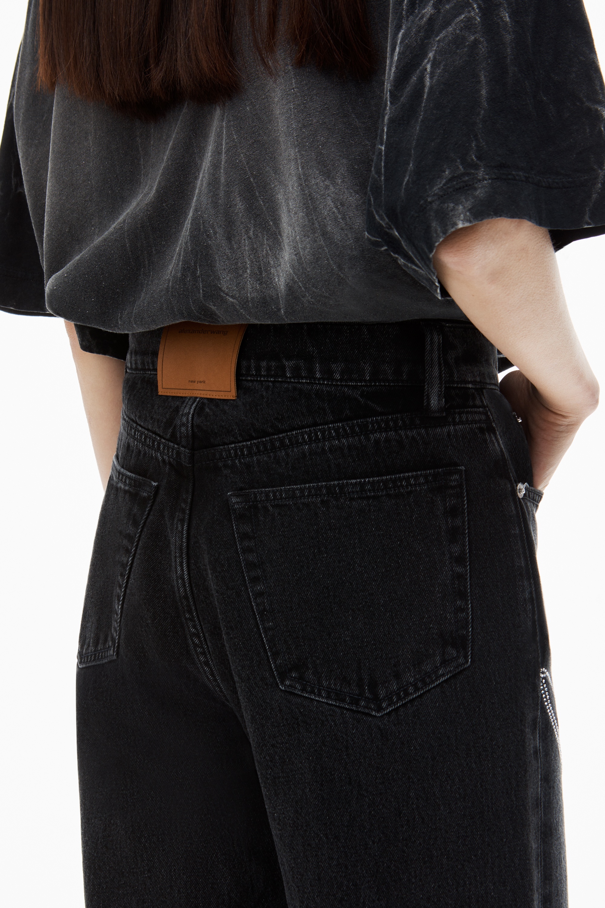 EZ Mid Rise Jean in Crystal Hotfix Logo - 6
