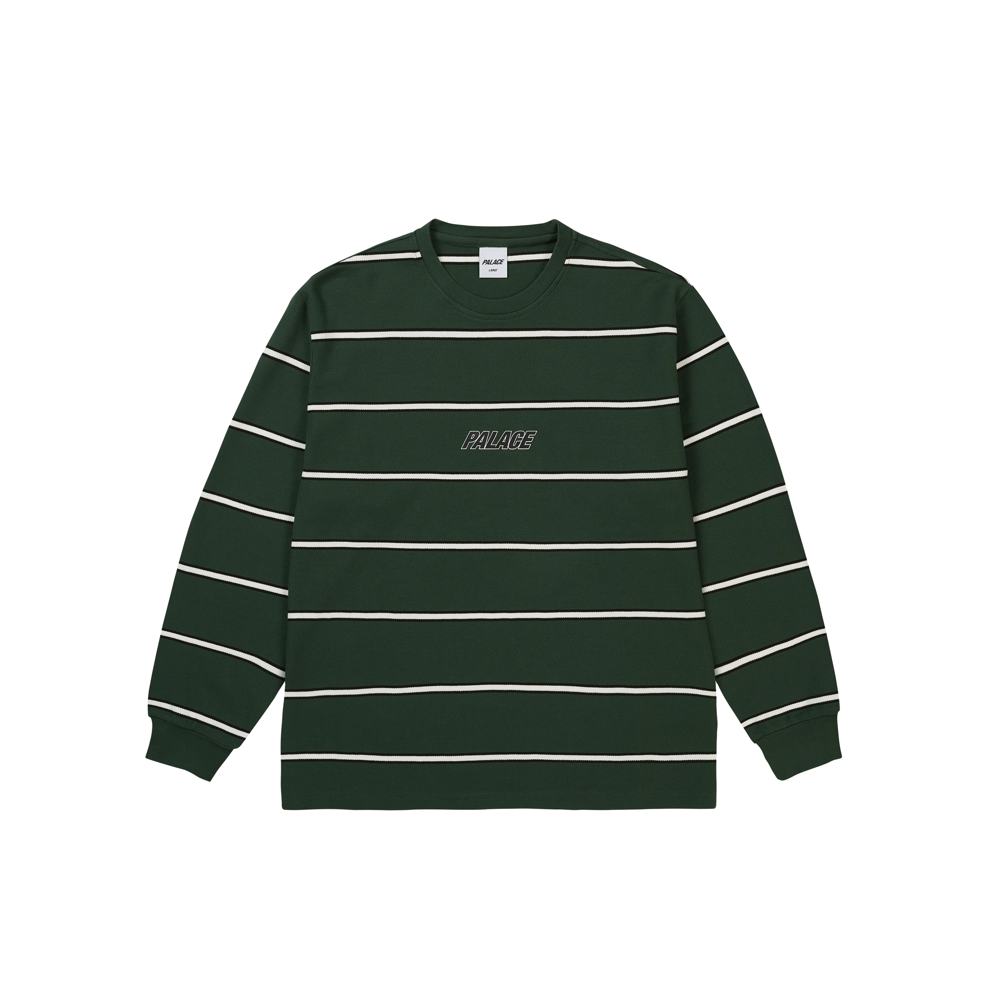 PALACE DUO STRIPE LONGSLEEVE RACEY GREEN - 1