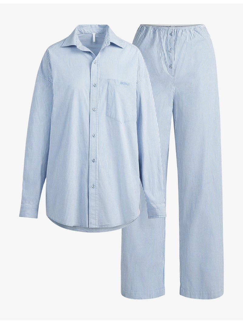 Oversized Striped Cotton Pyjamas Set 1