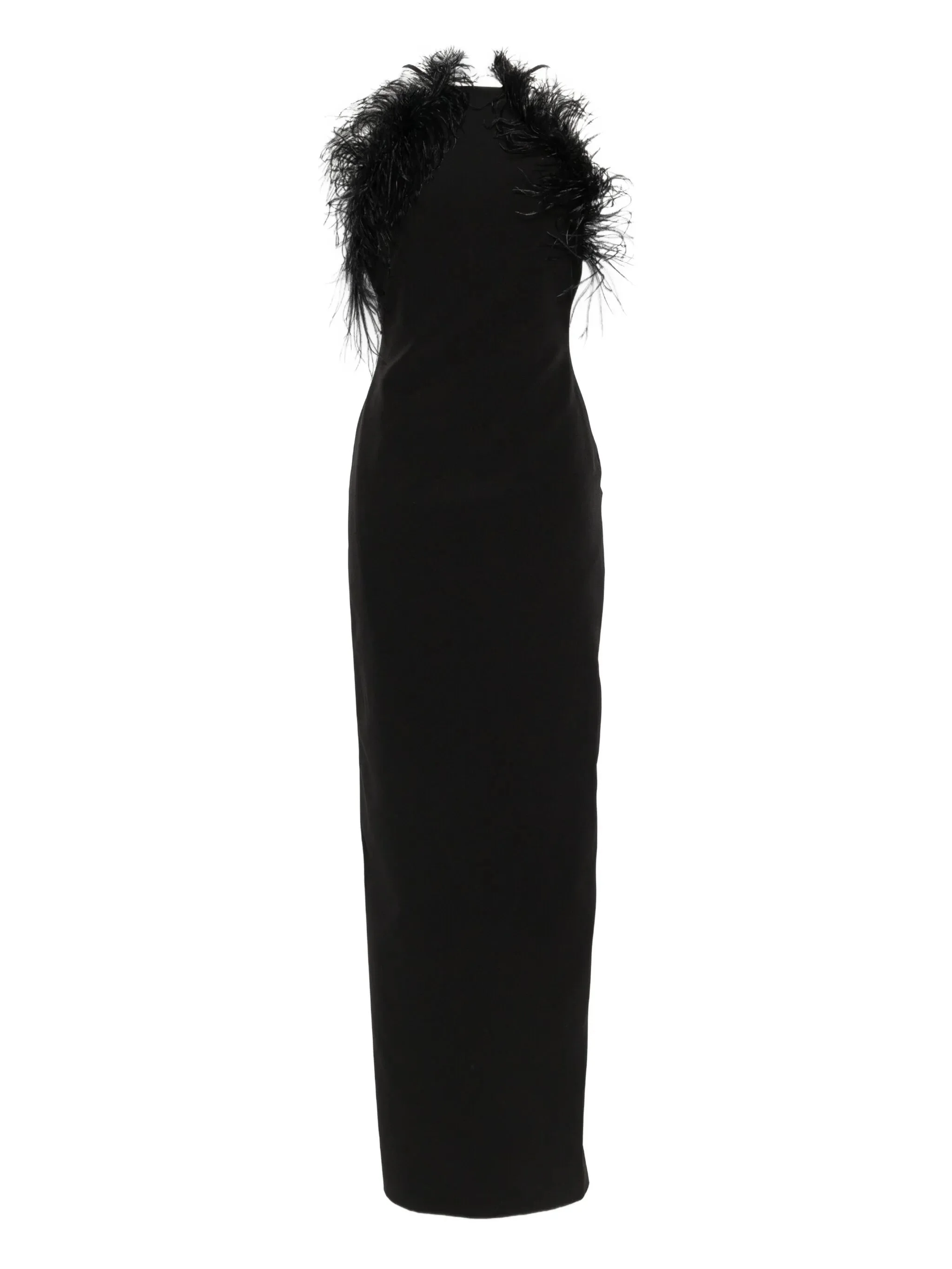 feather trim maxi dress - 1