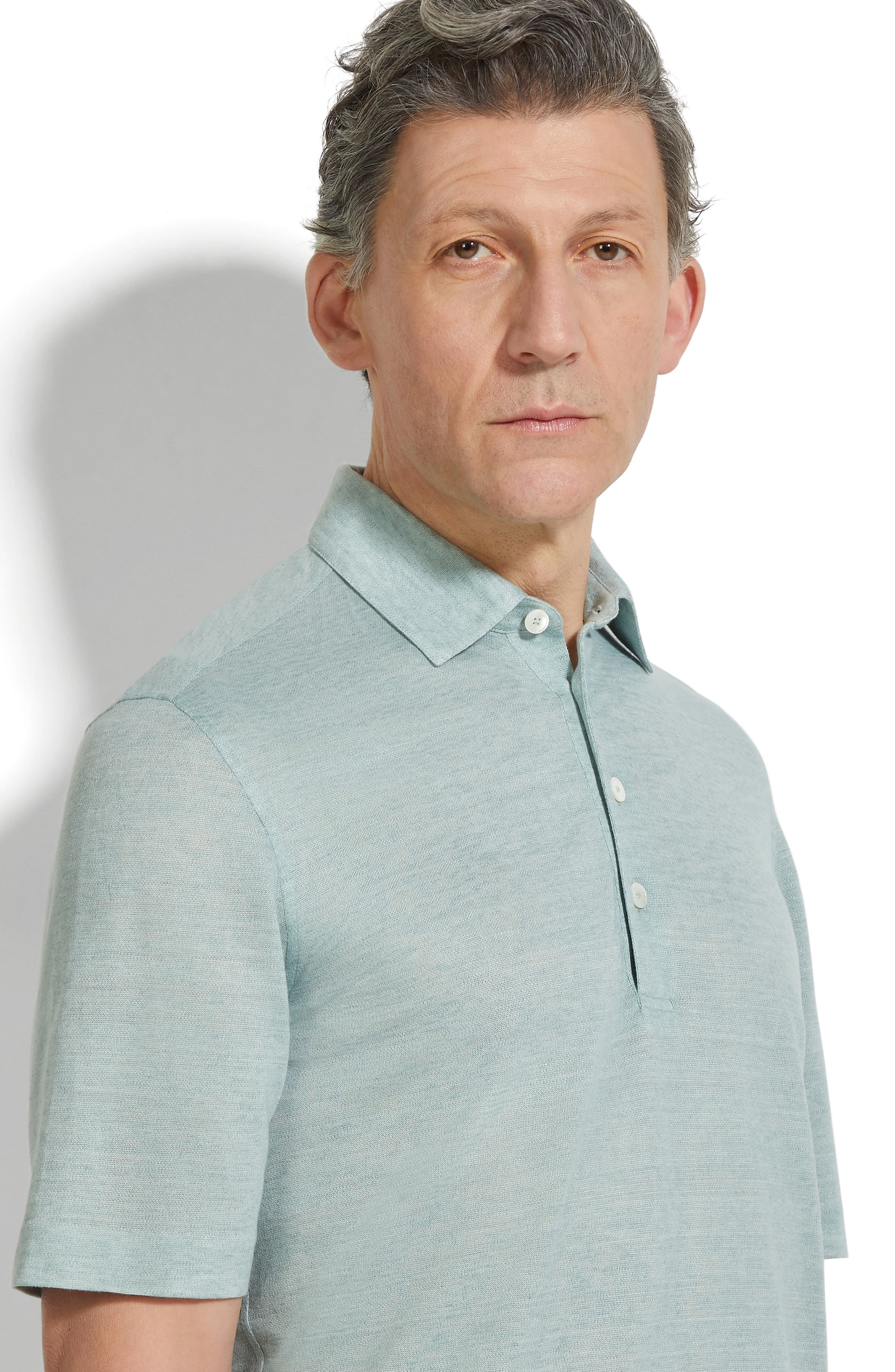 ZEGNA Linen Polo in Bright Blue at Nordstrom - 4