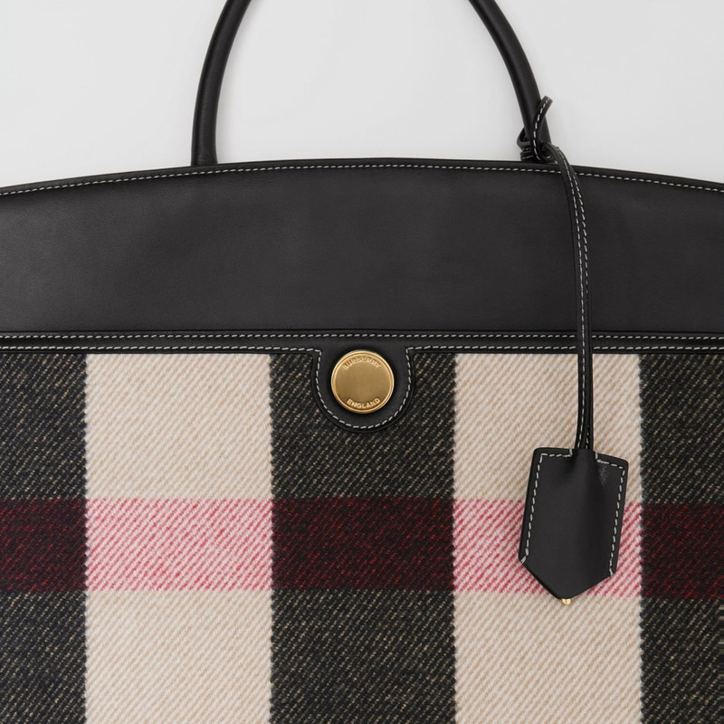 Burberry Check Merino Wool Cashmere Society Top Handle Bag outlook