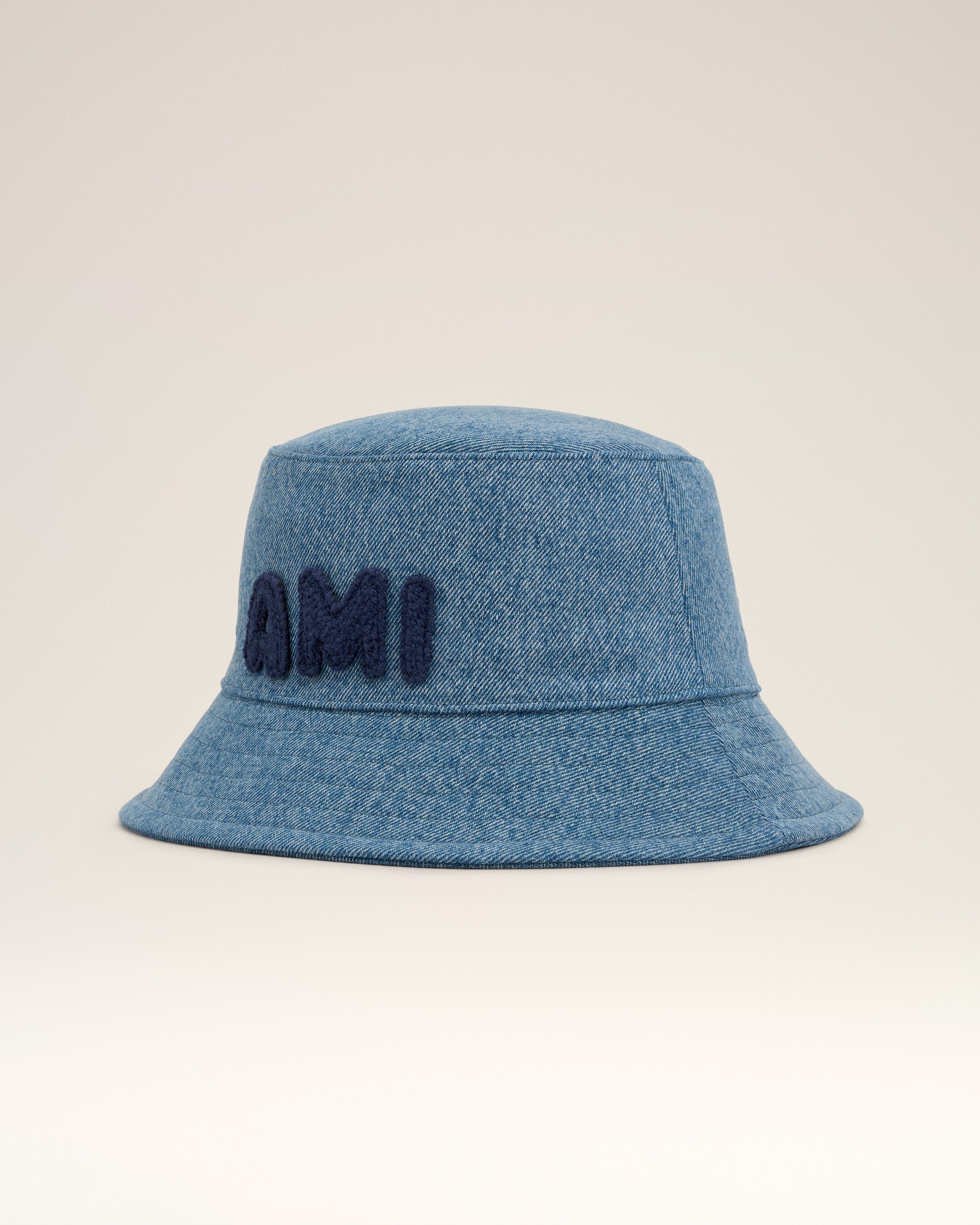 BLUE COTTON AMI PARIS PATCH BUCKET HAT - 1