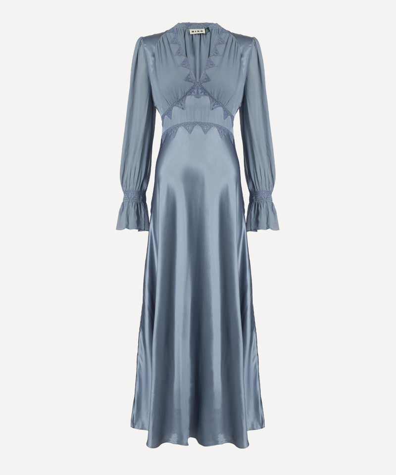 Arlena Stone Blue Silk-Satin Dress 1