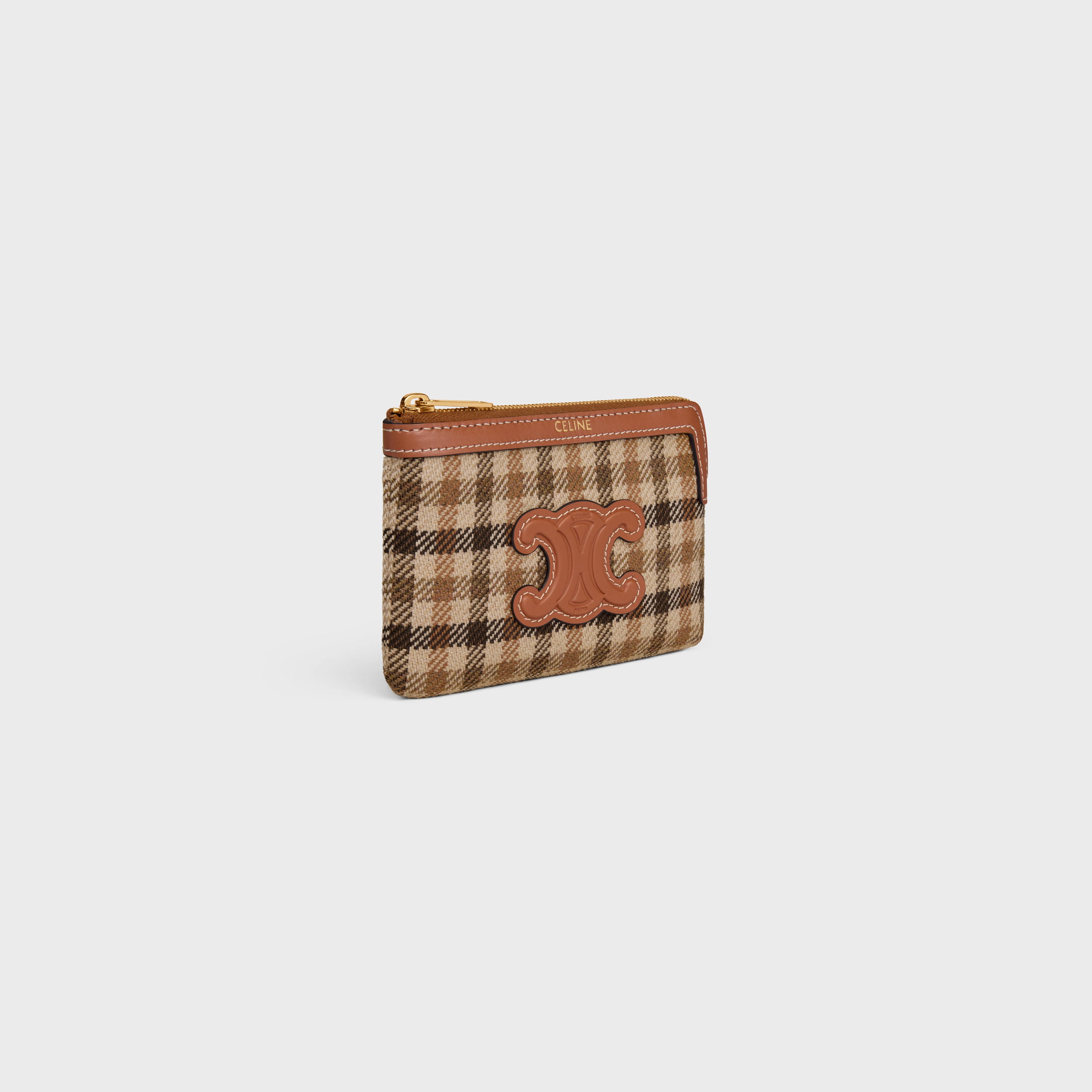 ポーチ COIN AND CARD POUCH IN TARTAN WITH TRIOMPHE EMBROIDERY COIN AND CARD POUCH IN TARTAN WITH TRIOMPHE EMBROIDERY