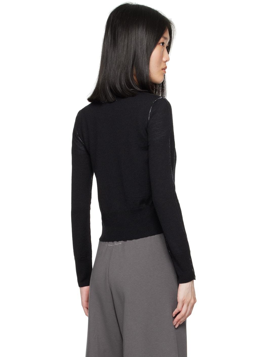Black Inverted Seam Sweater - 3