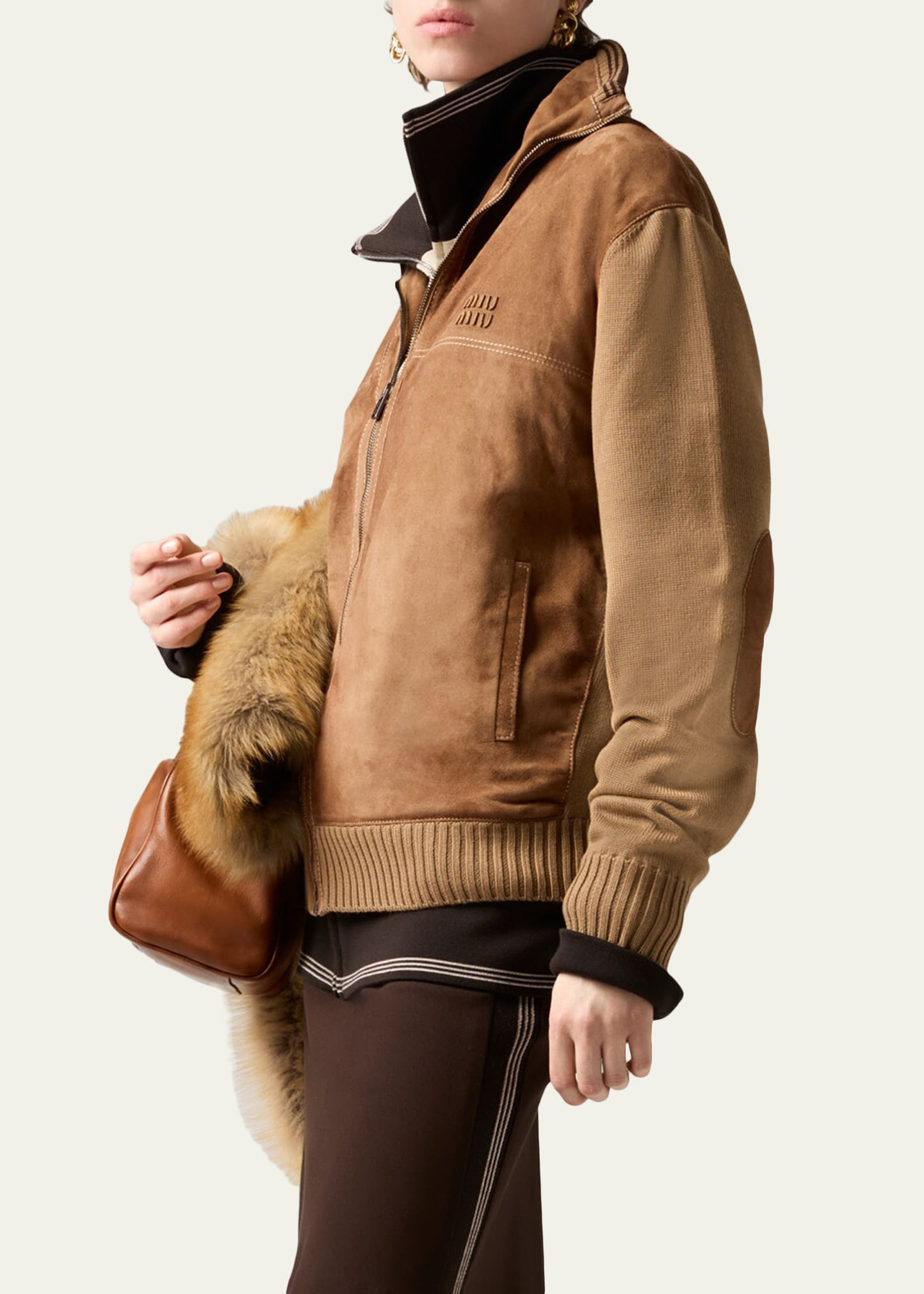 Suede & Wool Knit Jacket - 3