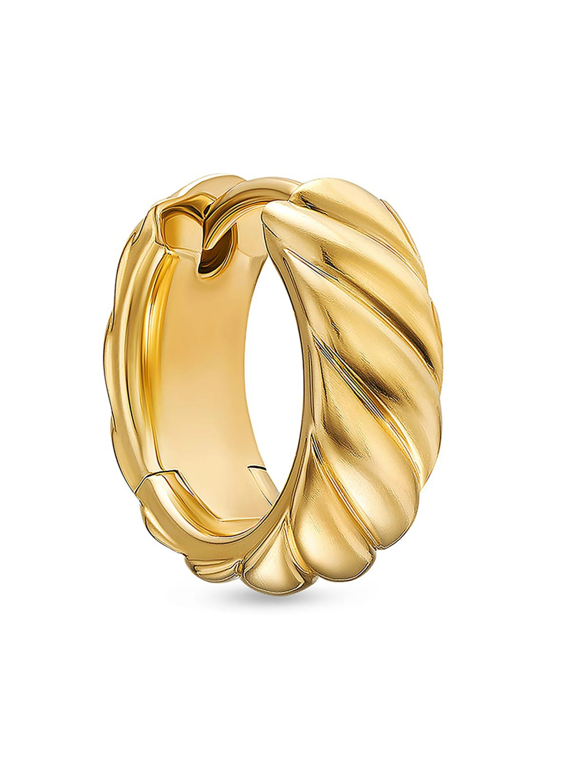 Men's Sculpted Cable Hoop Earring in 18K Yellow Gold, 12.8MM - Gold - 1