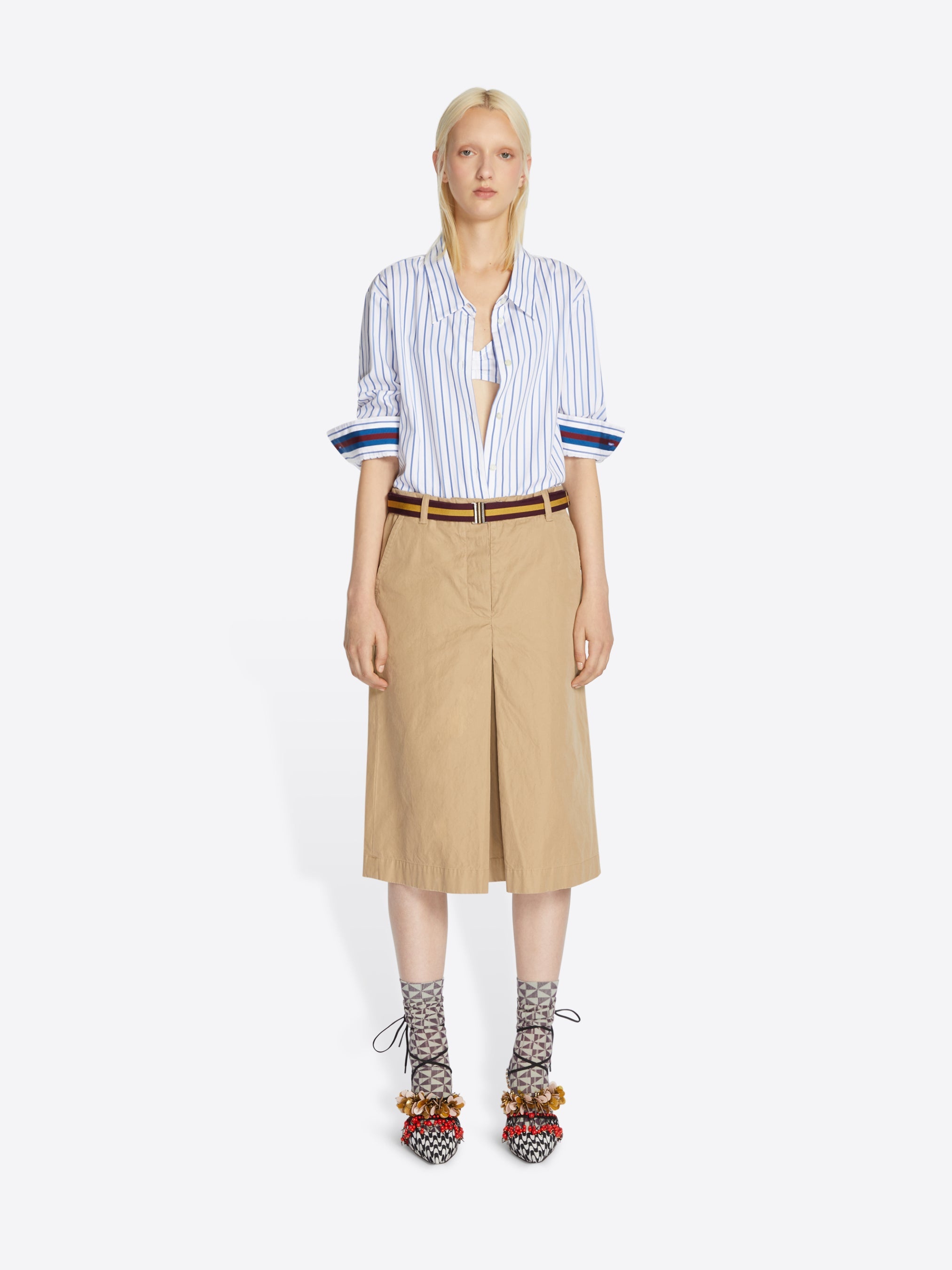 BELTED CHINO SKIRT - 2