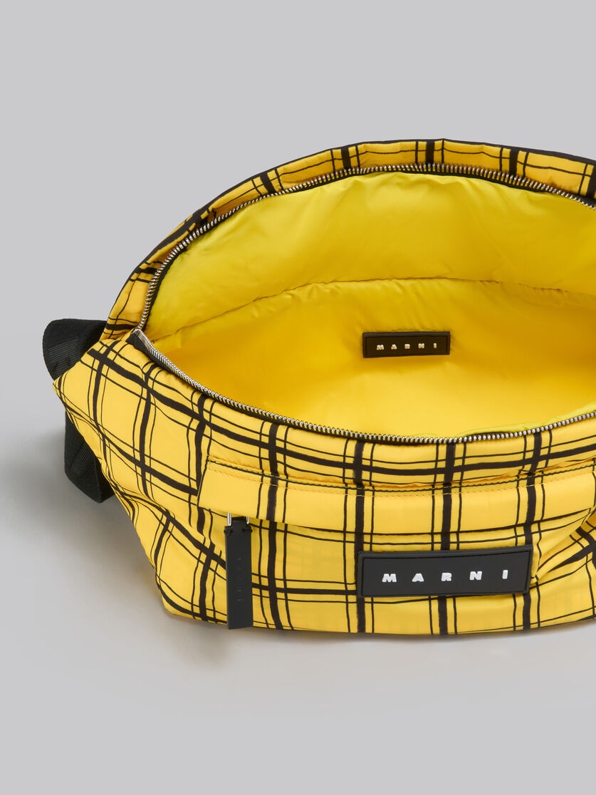 YELLOW CHECKED PUFF BELT BAG - 4