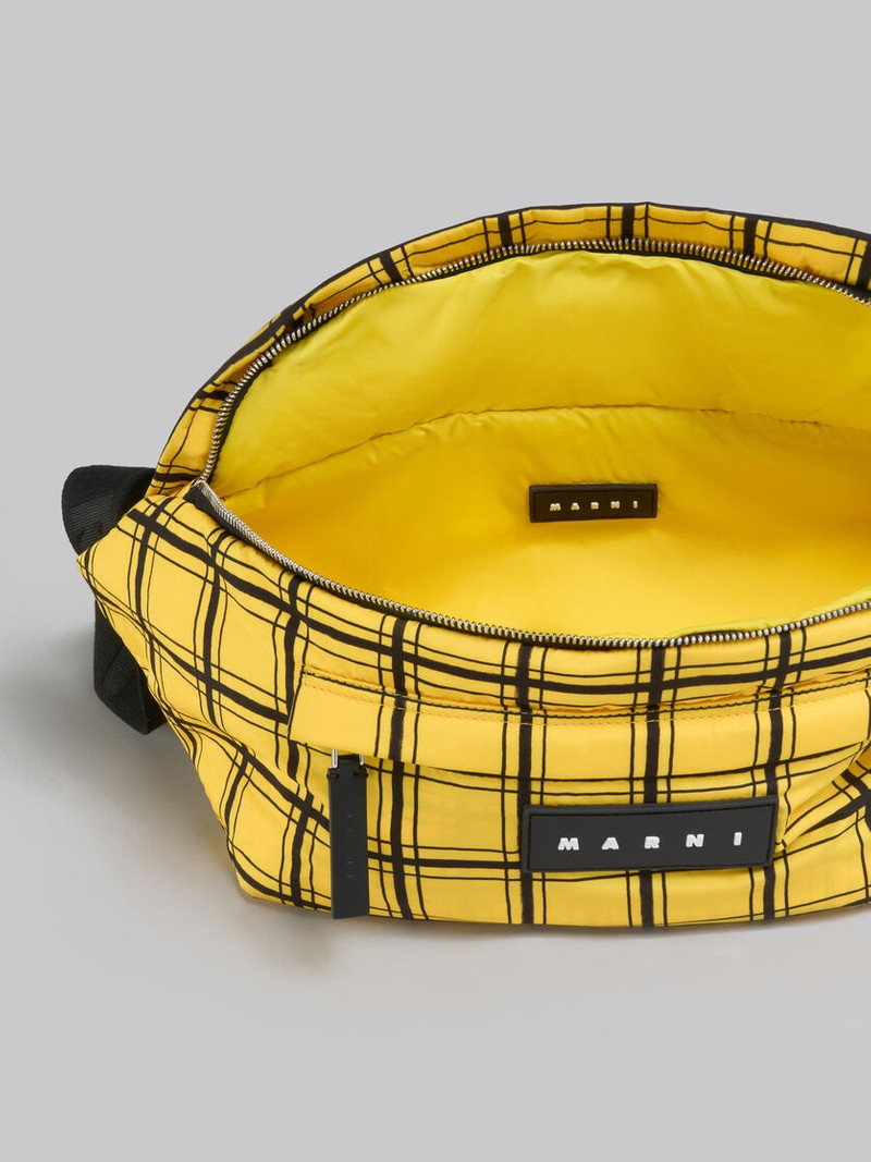 YELLOW CHECKED PUFF BELT BAG 4