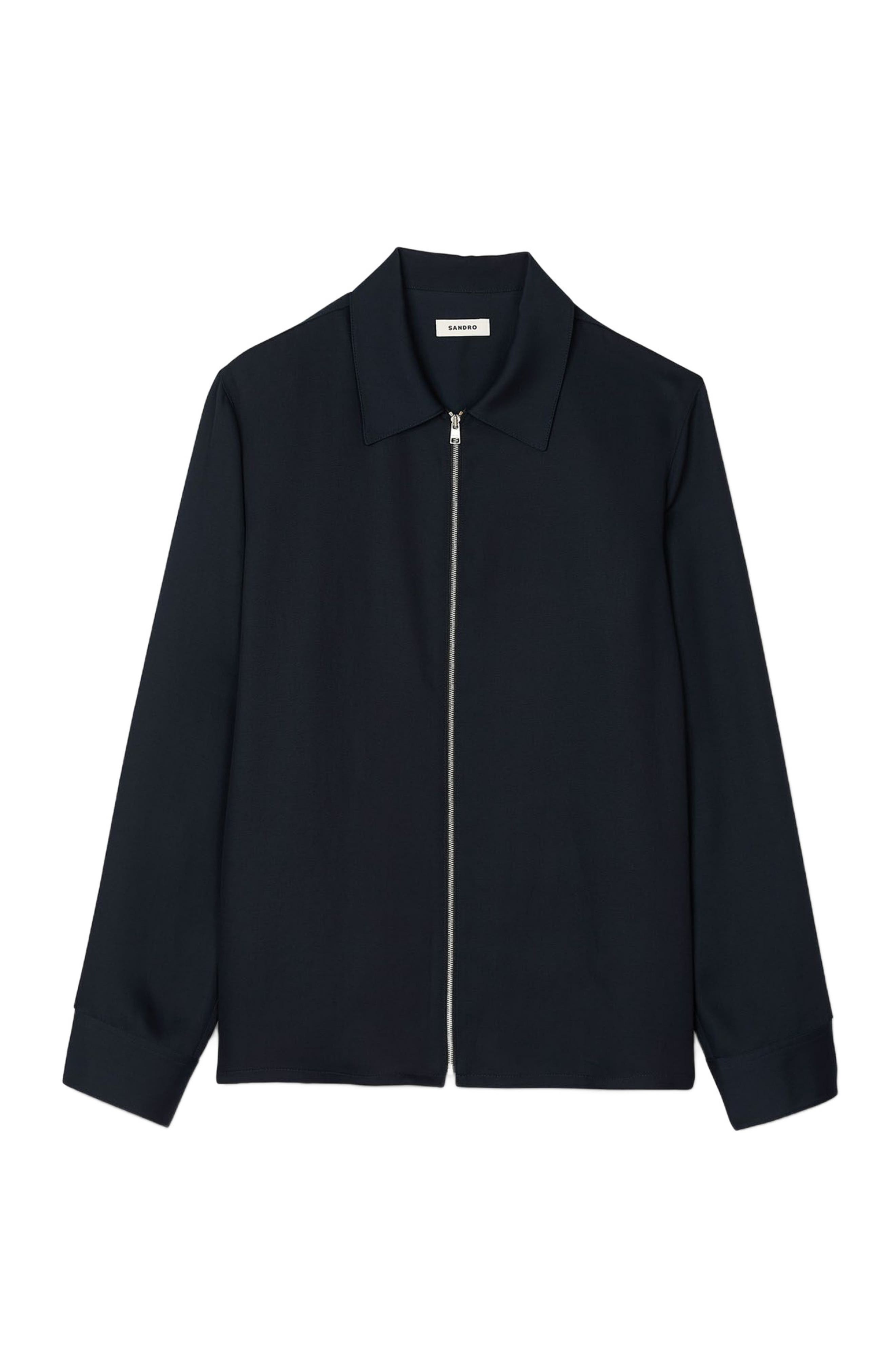 SANDRO Zip-up shirt in Midnight Blue at Nordstrom - 5