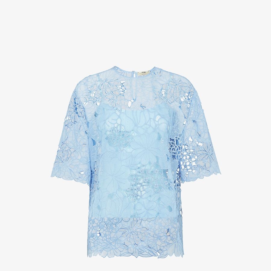 Light blue lace T-shirt - 1