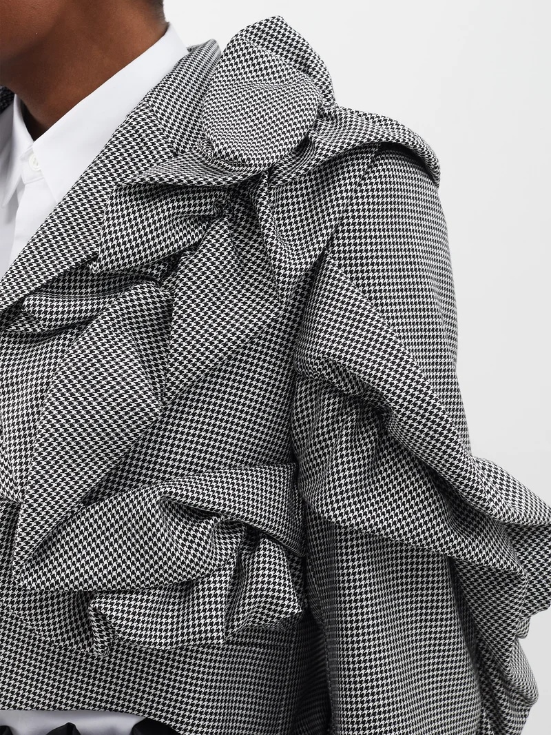 Cropped ruffled houndstooth wool-blend tailcoat - 4