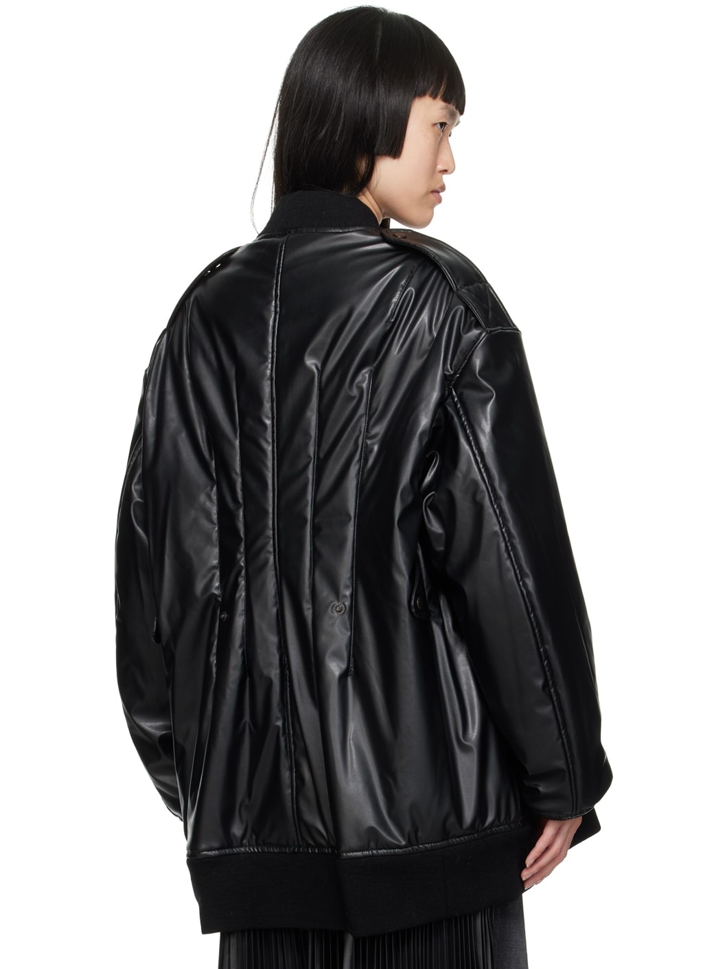 Junya Watanabe Black Insulated Faux-Leather Bomber Jacket | REVERSIBLE