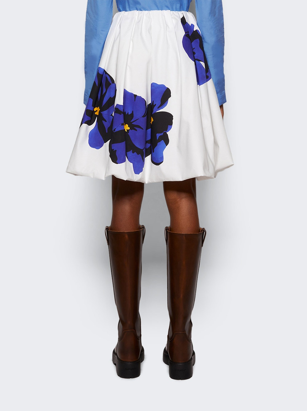 Floral Poplin And Jersey Skirt White And Violet Blue - 5